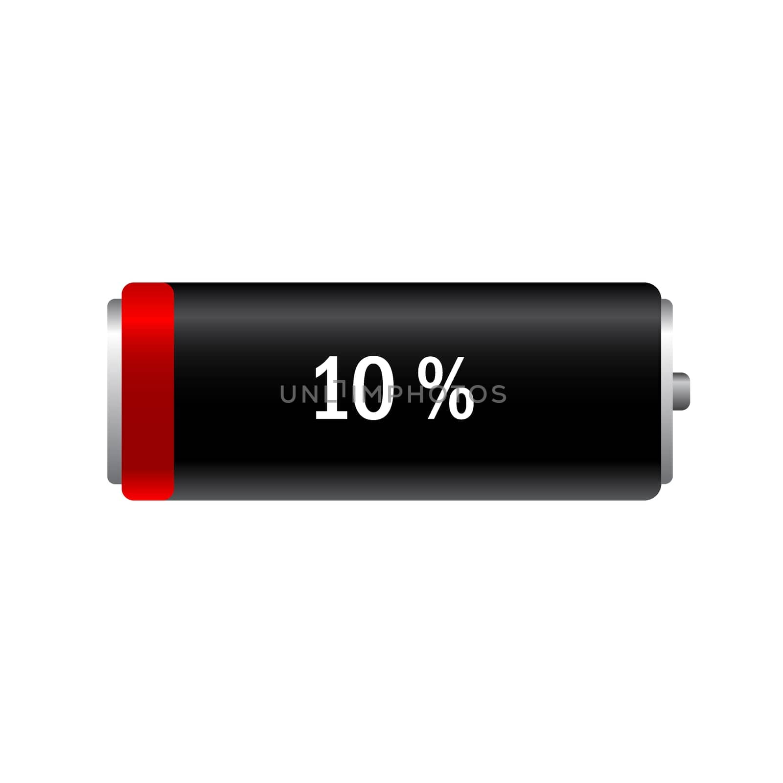 Illustration discharged battery on a white background