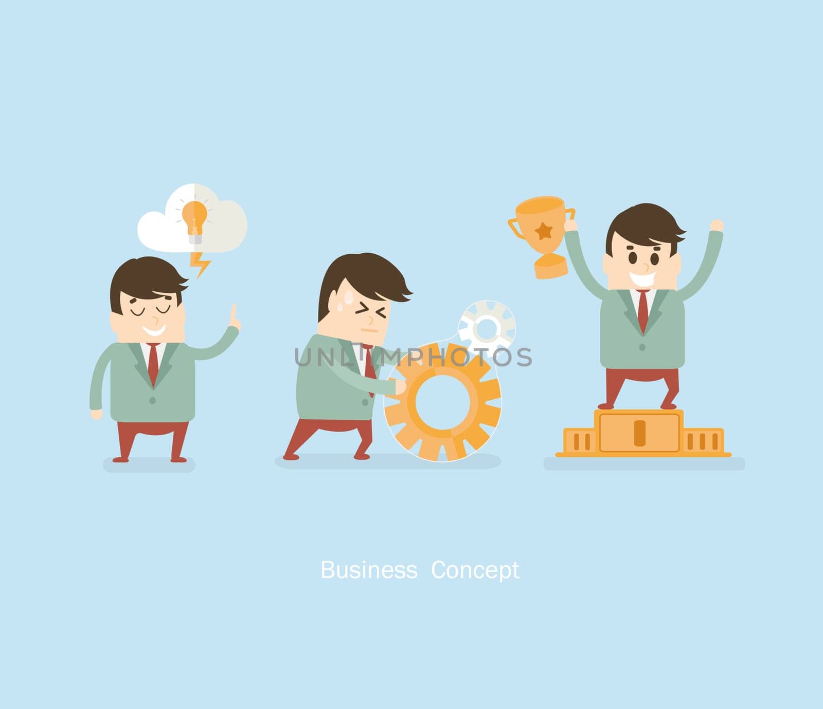 Vector business concept - start up infographic design elements with man in flat style.