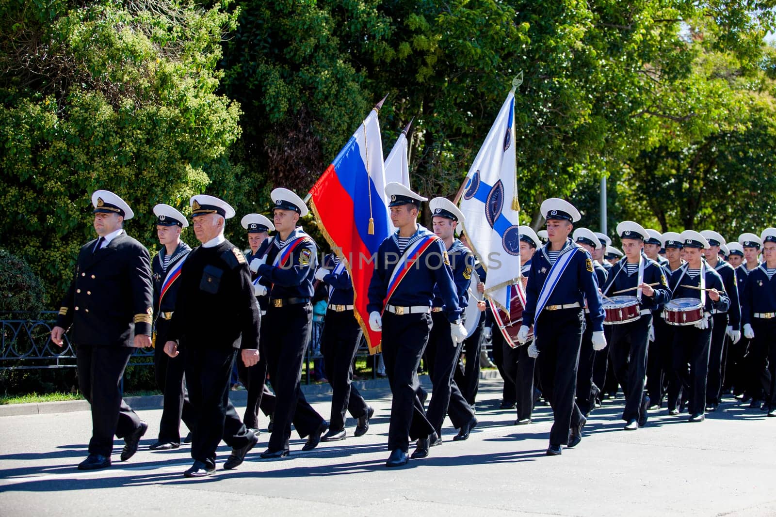 RUSSIA, SOCHI - SEPTEMBER 24, 2016 :SCF Black Sea Tall Ships Regatta 2016. Ship teams parade from sailing ships