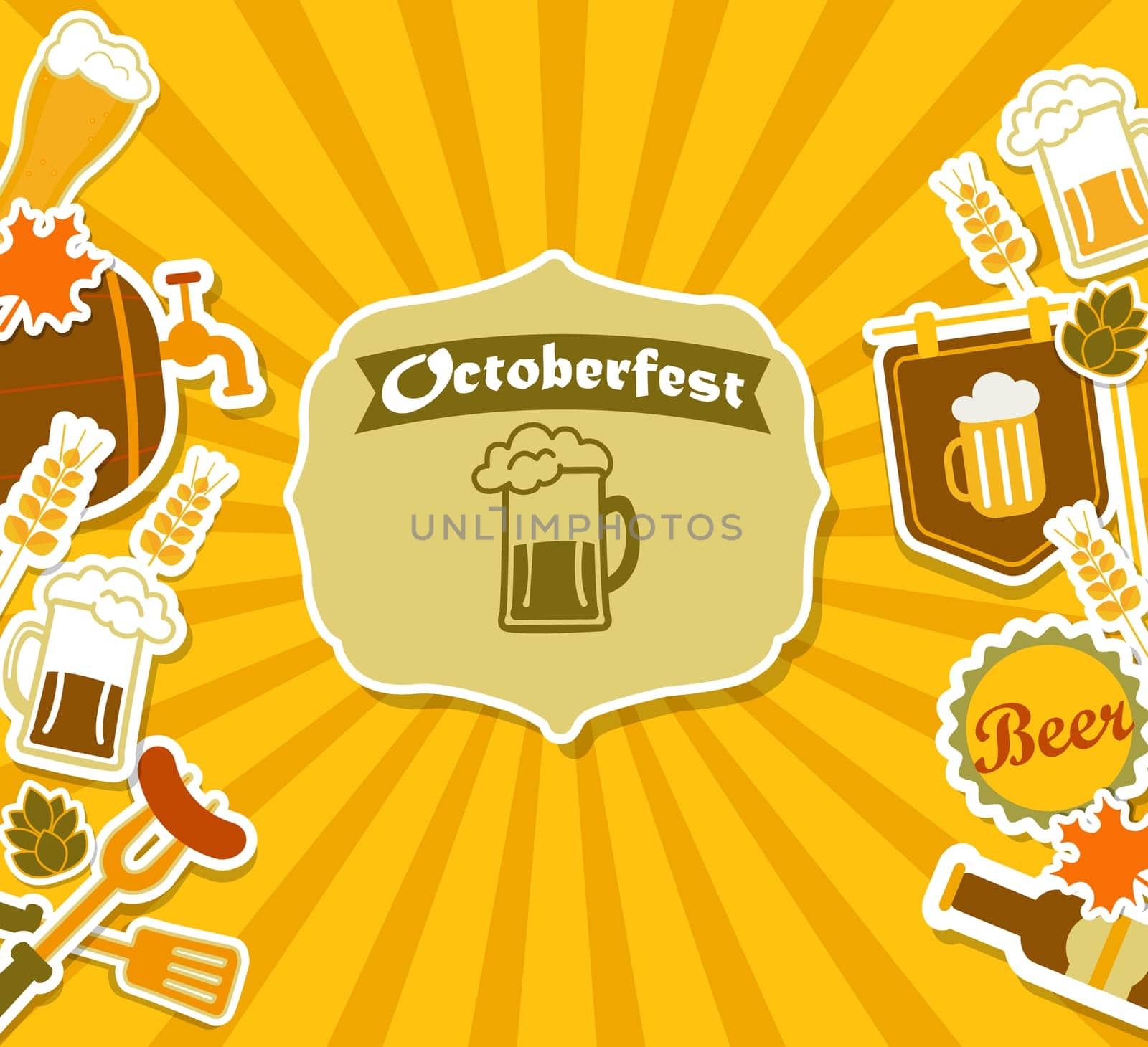 Vintage Beer Brewery Poster for octoberfest. Vector illustration.