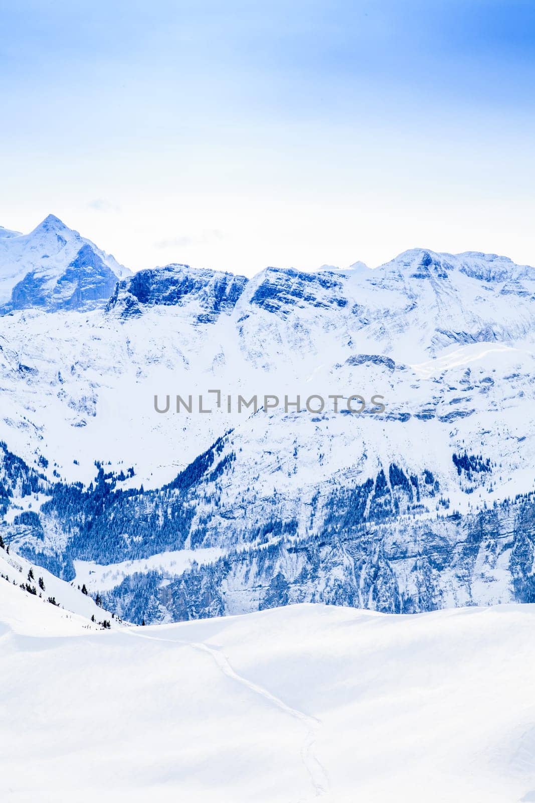 Beautiful mountain landscape.  Winter mountains panorama
