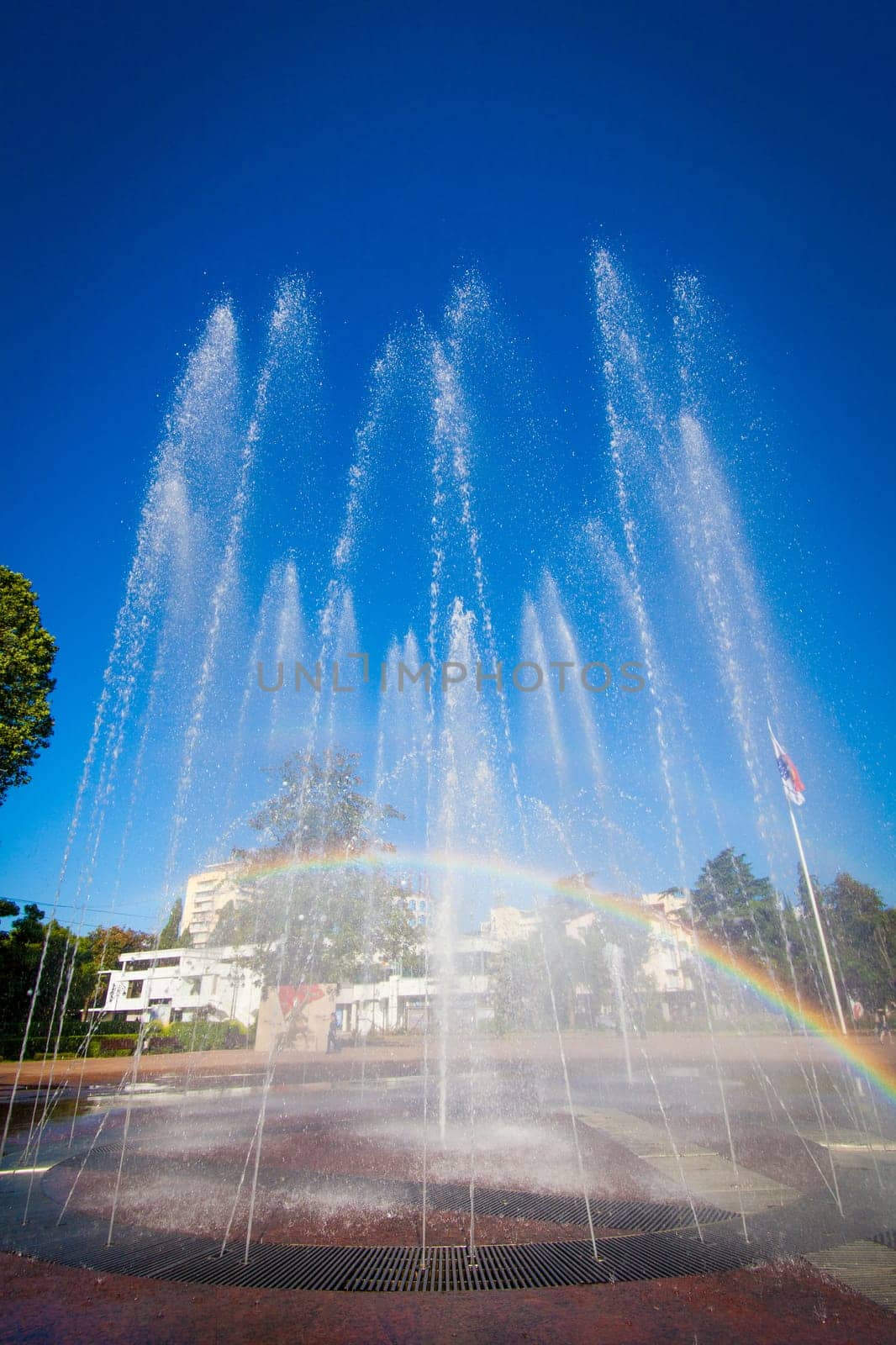 Sochi, Russia - water fountain.  View from street Navaginskaya