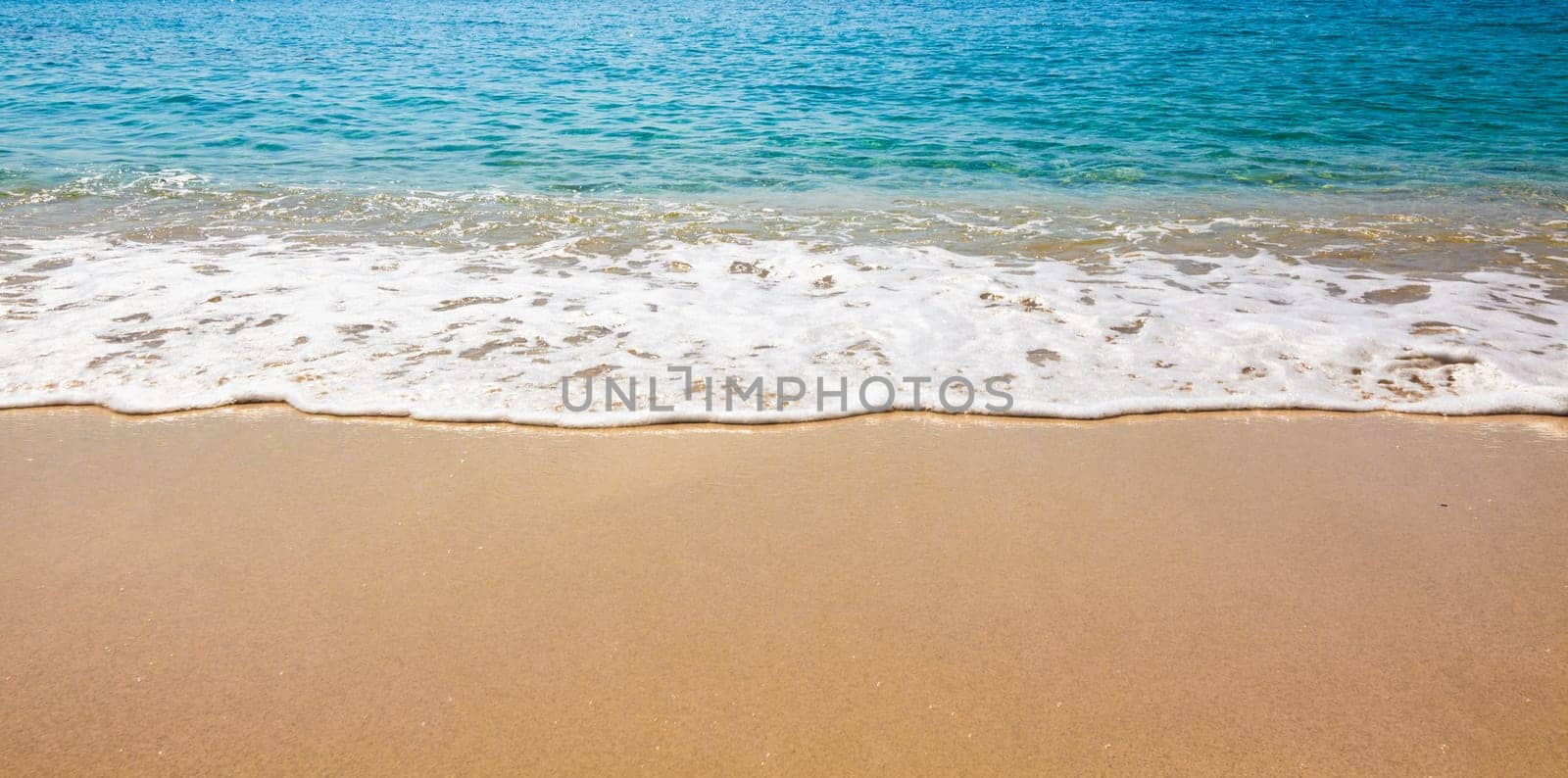 Blue Ocean Wave On Sandy Beach. Sand beach and tropical sea