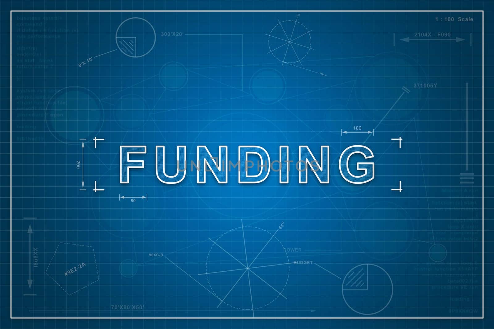funding on paper blueprint background, business concept