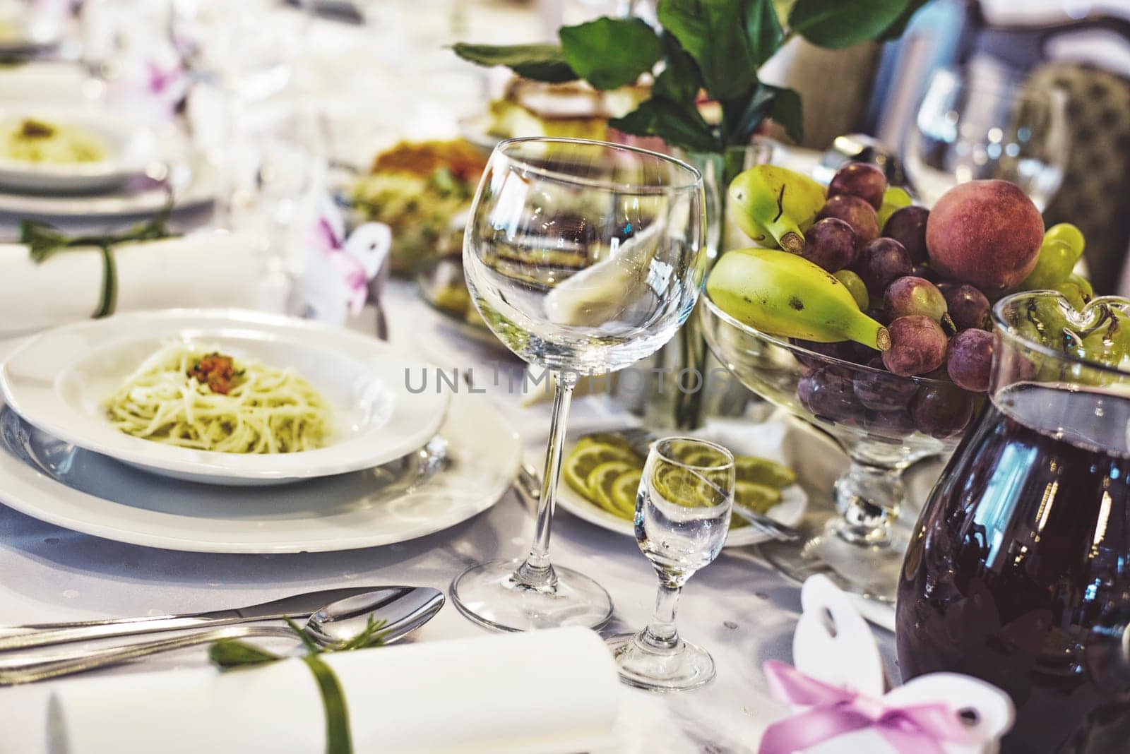 close up on wedding table setting,vintage effect