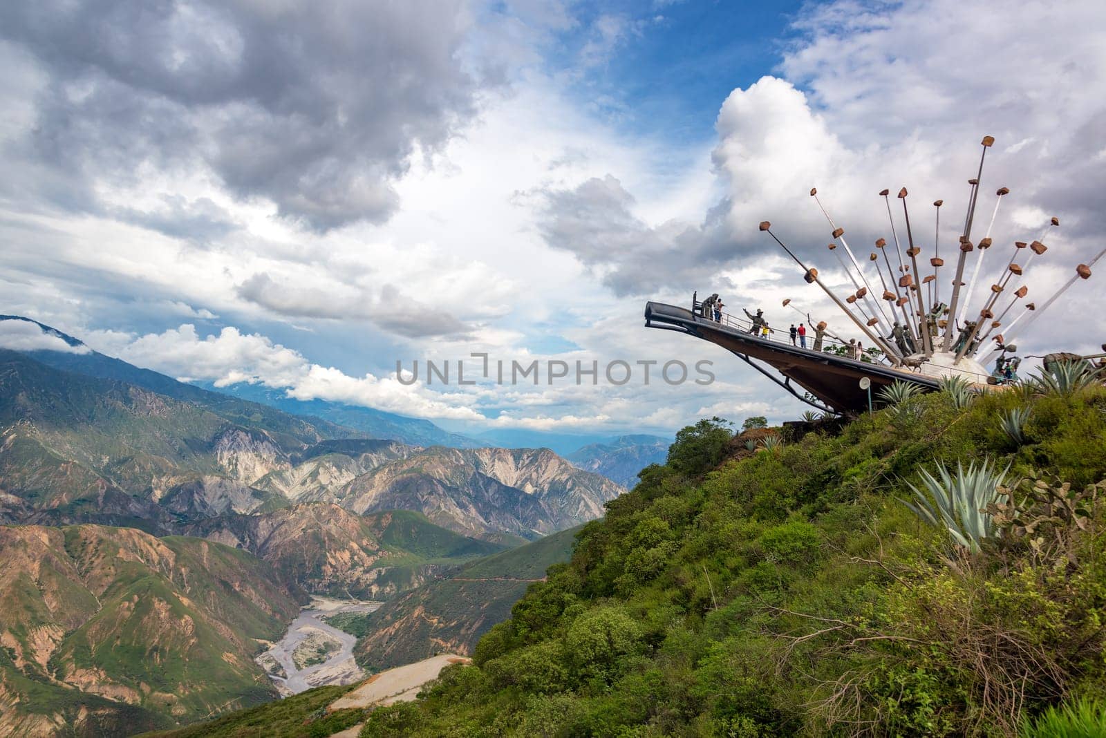 CHICAMOCHA CANYON, COLOMBIA, MAY 8: View of the Monument to Santander culture and the Chicamocha Canyon in Chicamocha Canyon, Colombia on May 8, 2016