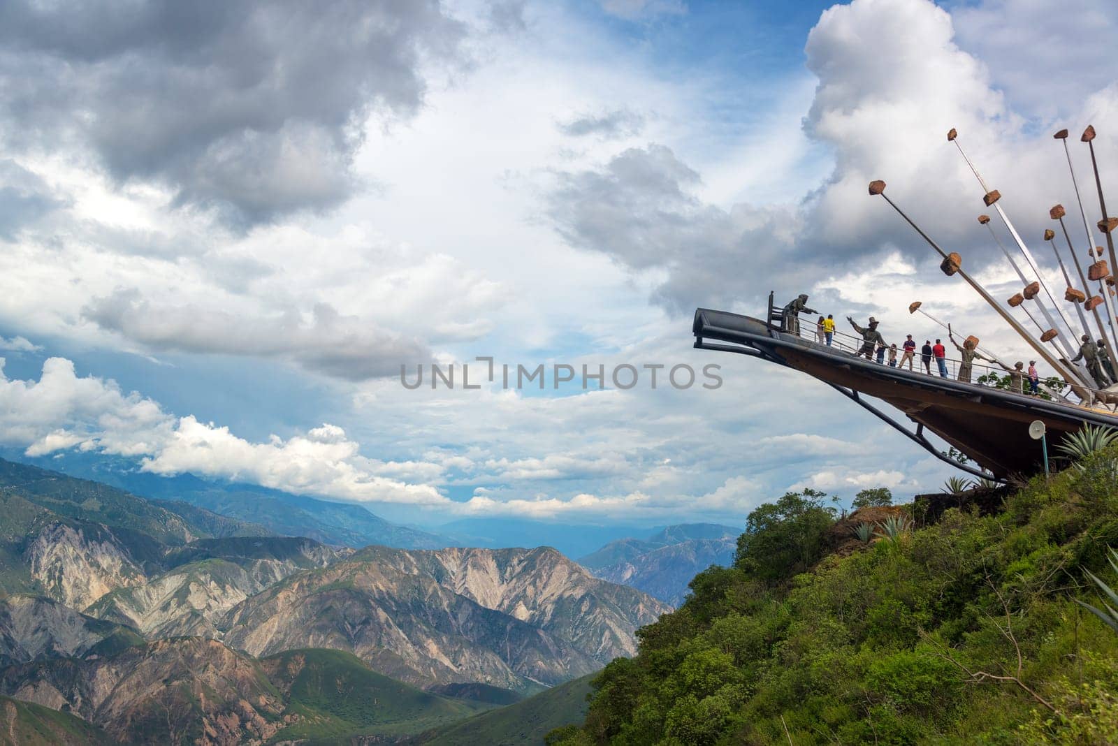 CHICAMOCHA CANYON, COLOMBIA, MAY 8: View of the Monument to Santander culture and the Chicamocha Canyon in Chicamocha Canyon, Colombia on May 8, 2016