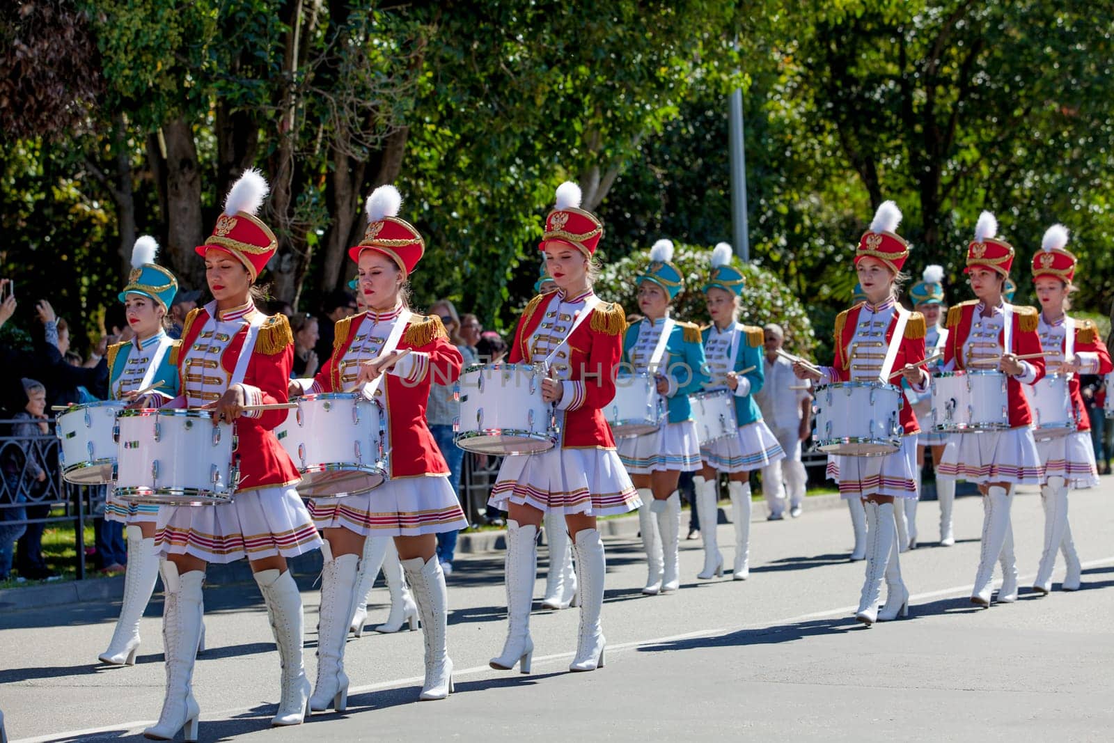 RUSSIA, SOCHI - SEPTEMBER 24, 2016 :SCF Black Sea Tall Ships Regatta 2016. Ship teams parade from sailing ships
