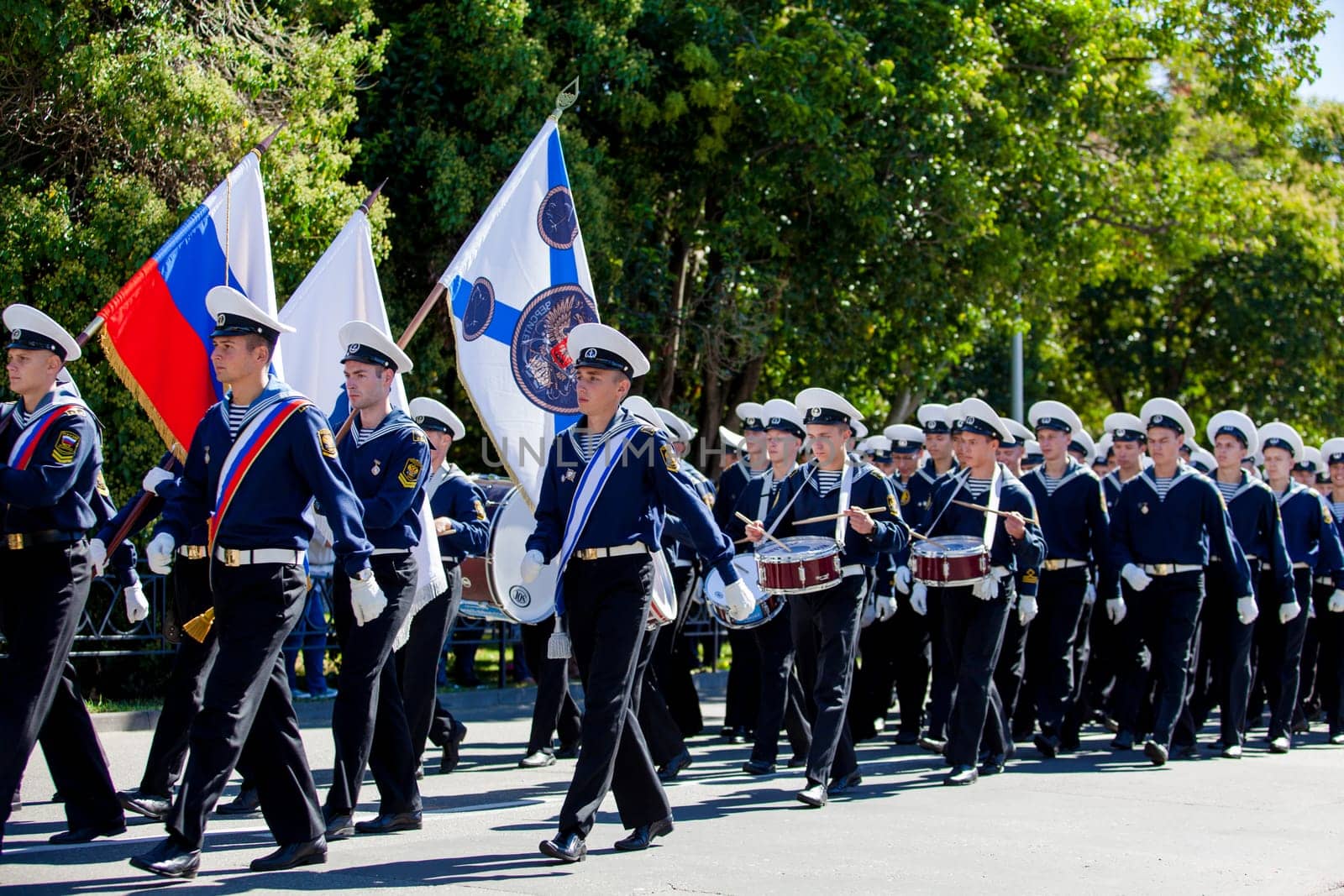 RUSSIA, SOCHI - SEPTEMBER 24, 2016 :SCF Black Sea Tall Ships Regatta 2016. Ship teams parade from sailing ships