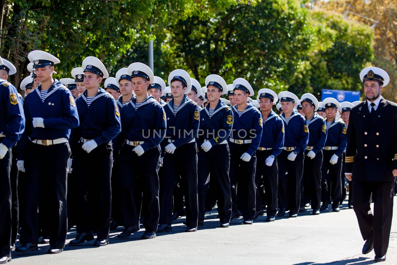 RUSSIA, SOCHI - SEPTEMBER 24, 2016 :SCF Black Sea Tall Ships Regatta 2016. Ship teams parade from sailing ships