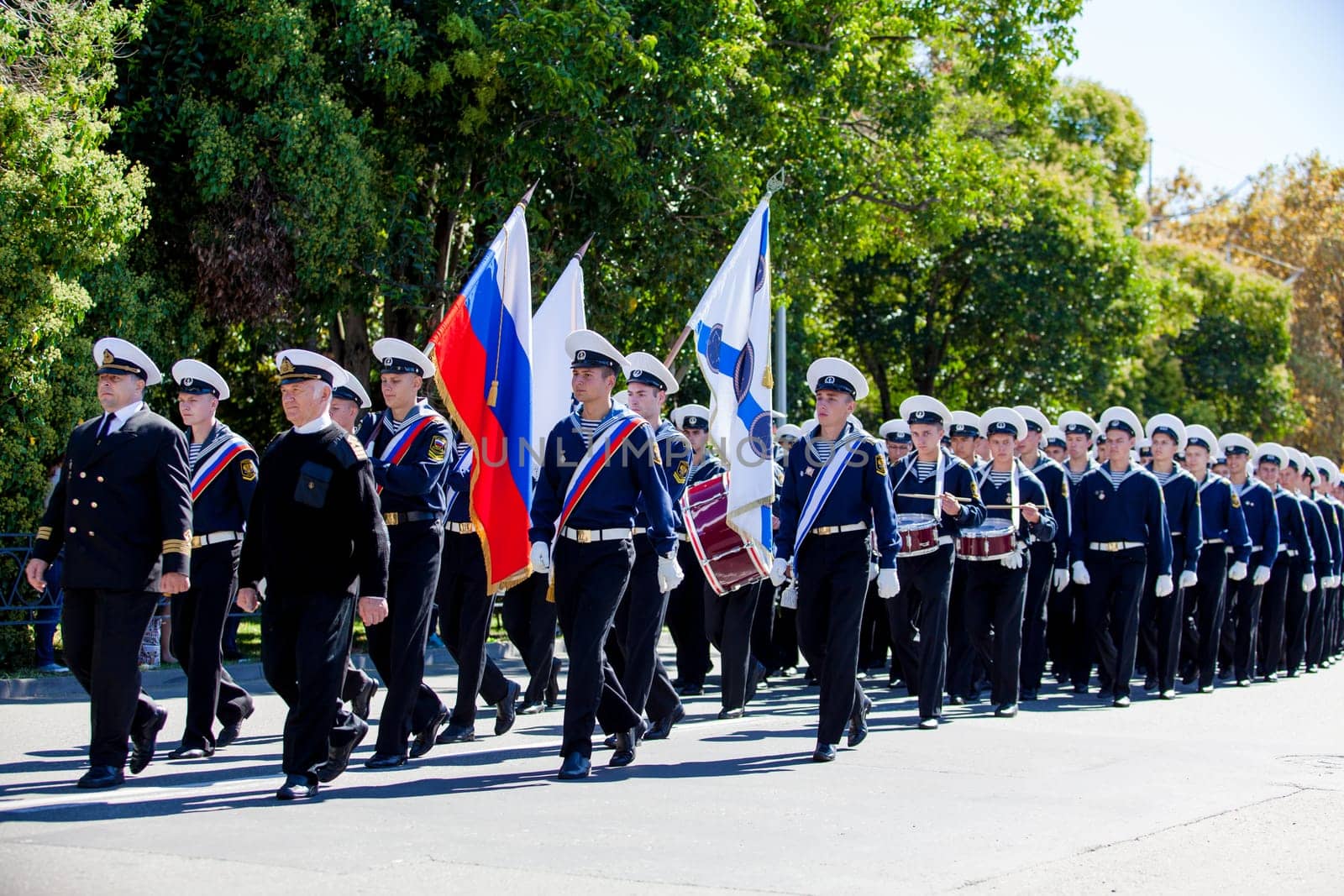 RUSSIA, SOCHI - SEPTEMBER 24, 2016 :SCF Black Sea Tall Ships Regatta 2016. Ship teams parade from sailing ships