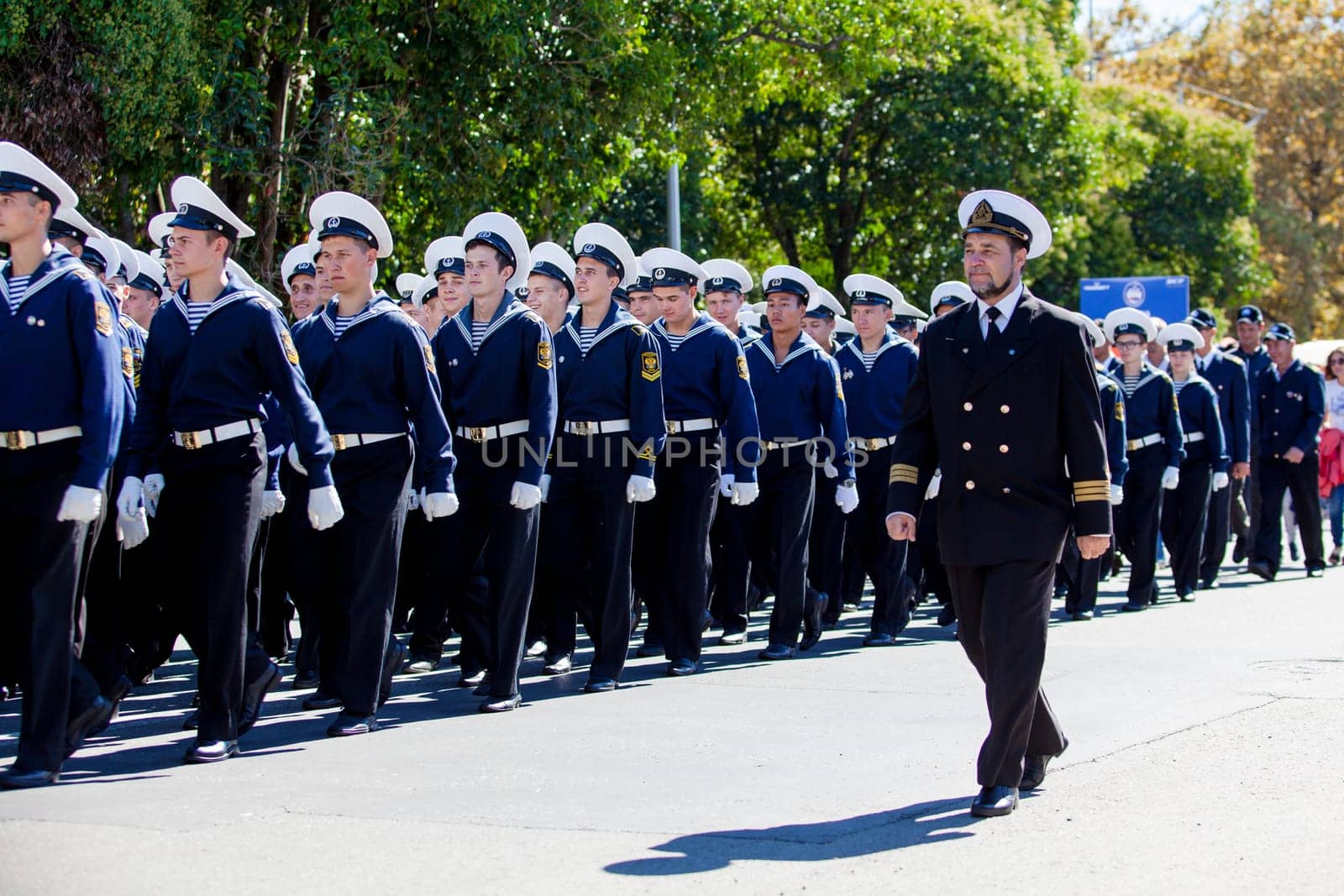 RUSSIA, SOCHI - SEPTEMBER 24, 2016 :SCF Black Sea Tall Ships Regatta 2016. Ship teams parade from sailing ships