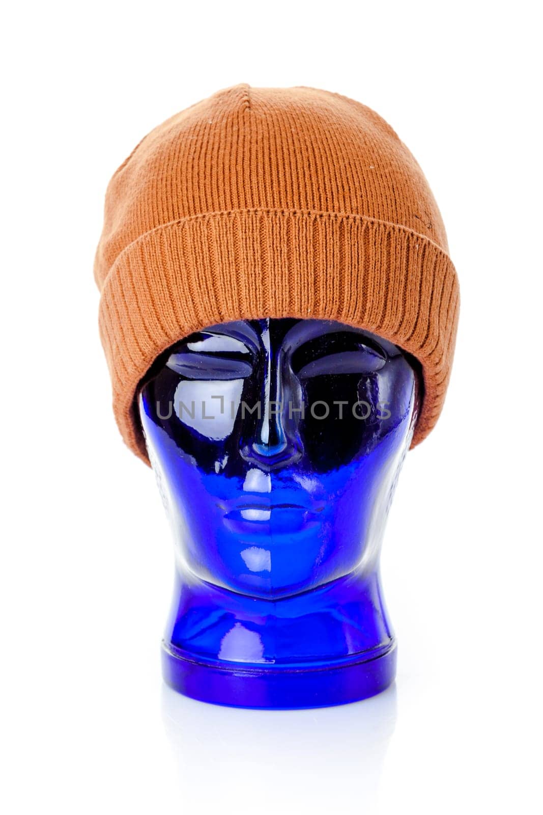Wool knitted winter hat isolated on white background