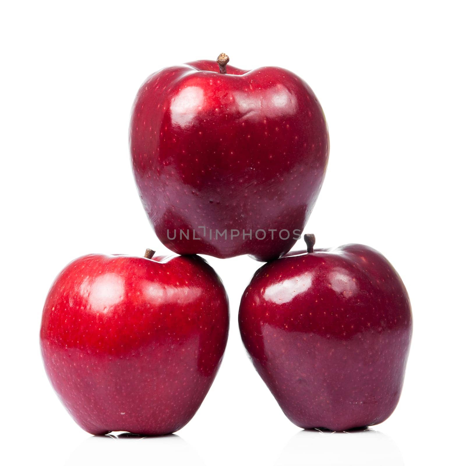 fresh red apples  isolated on white.  Red apple on white background