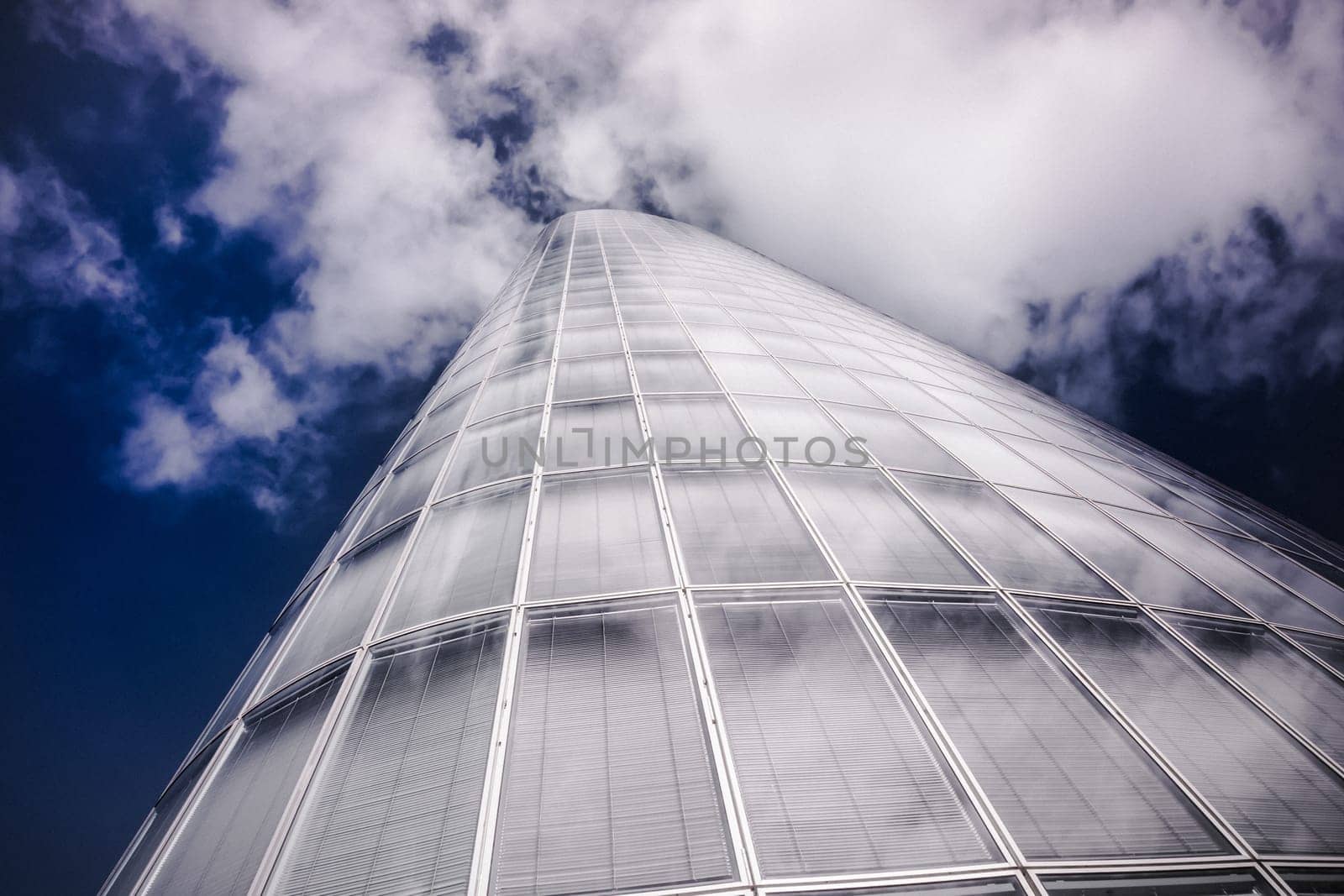 Abstract building. blue glass wall of skyscraper