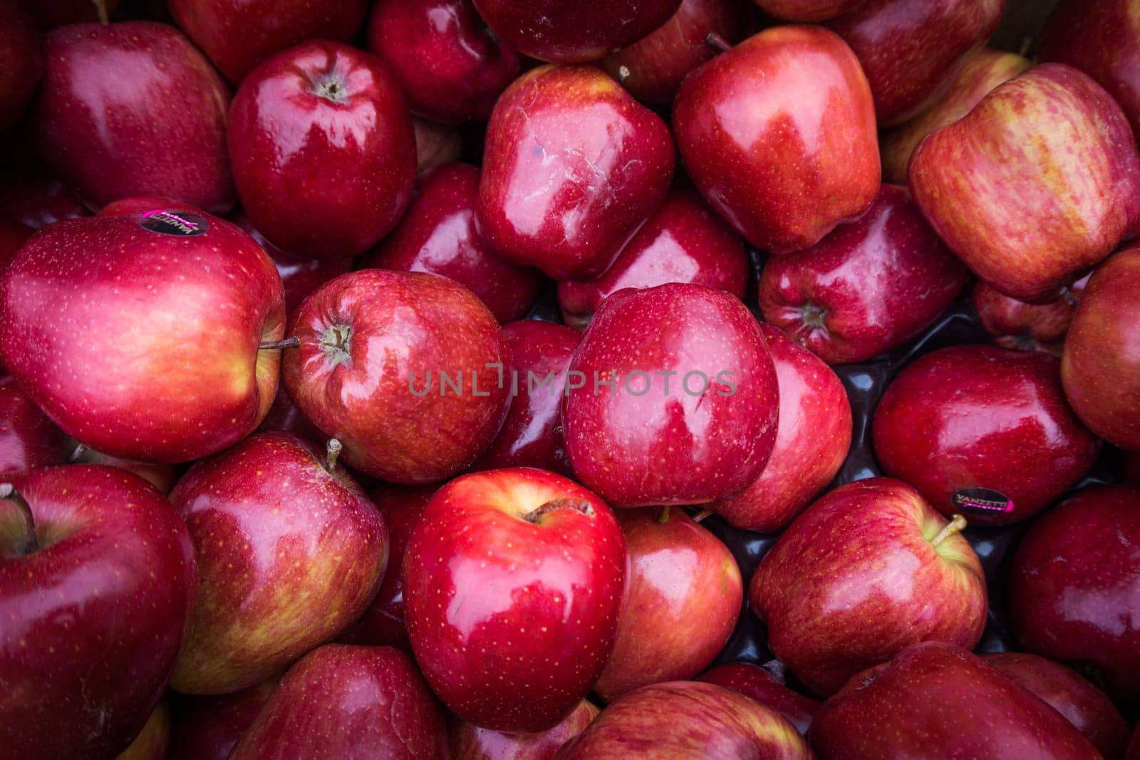 apples close up at market. Red apples background