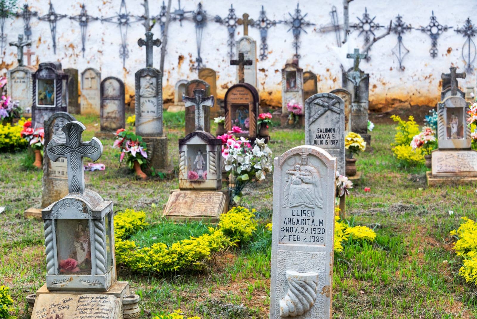 BARICHARA, COLOMBIA - MAY 13: Elaborate tombstones in Barichara, Colombia on May 13, 2016