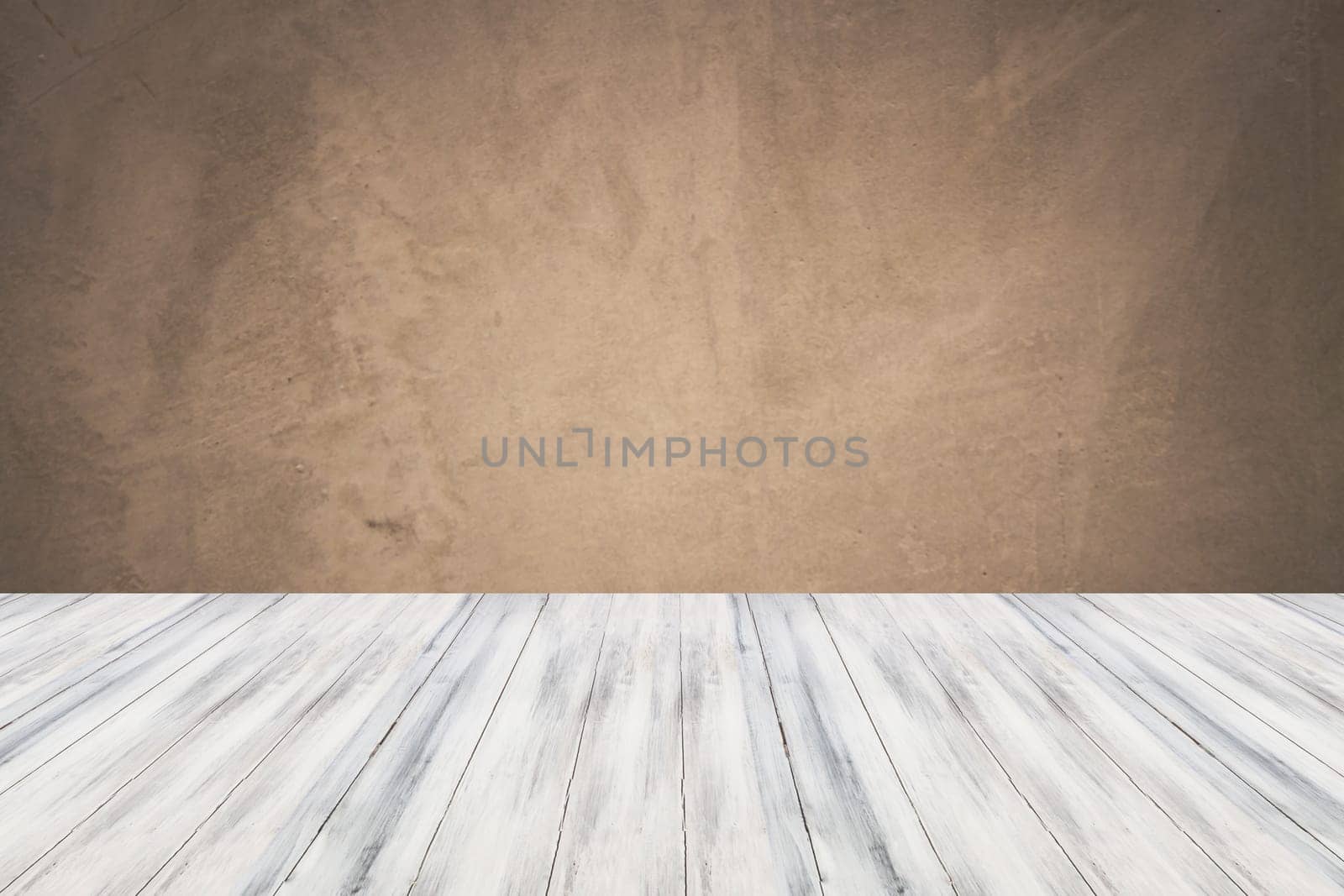 Empty white top wooden table with concrete wall background. For product display