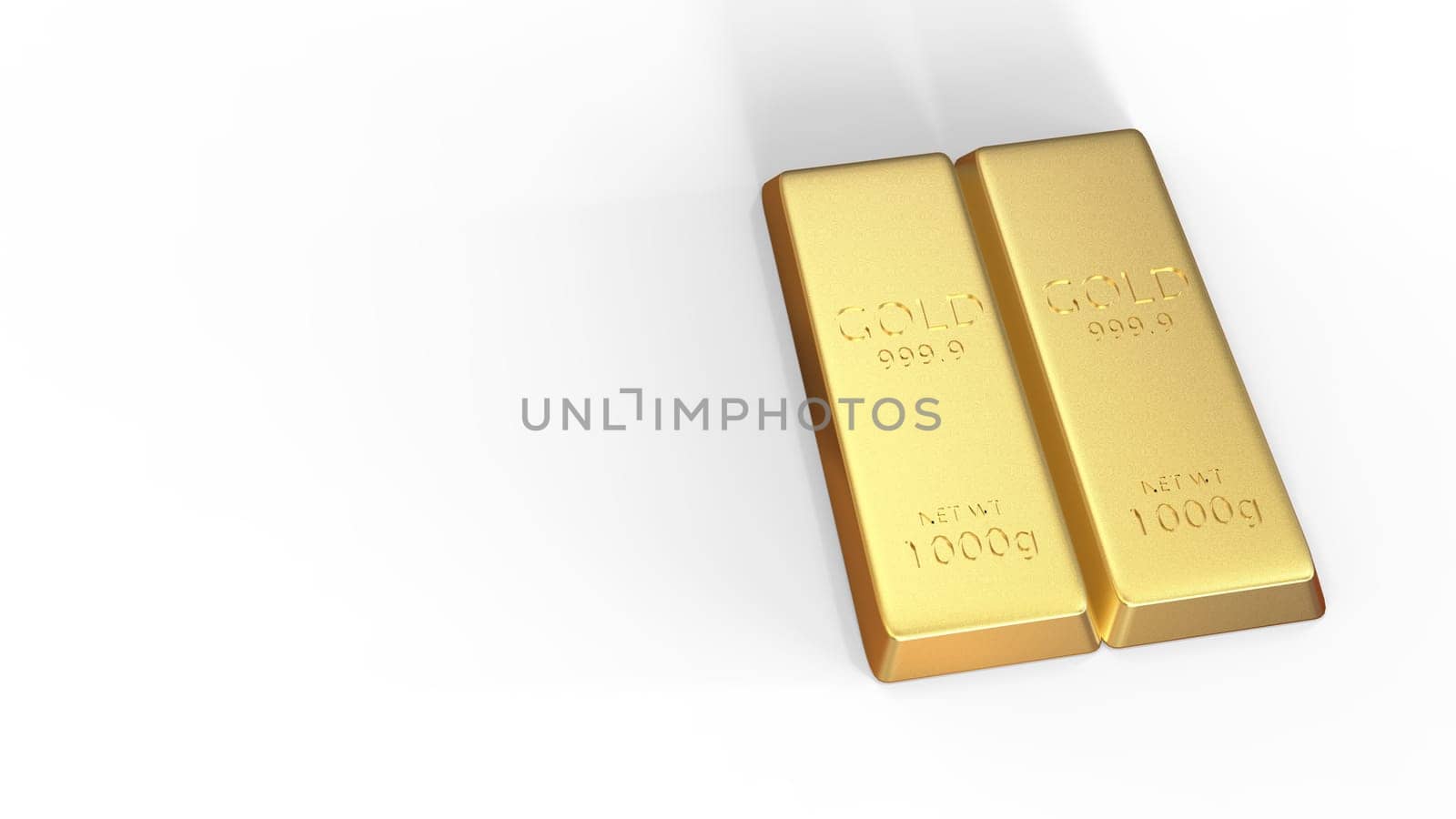 The 3d rendering set of gold bars isolated on white background