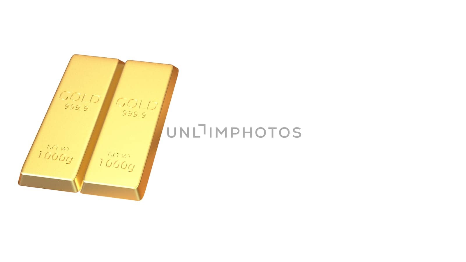 The 3d rendering set of gold bars isolated on white background
