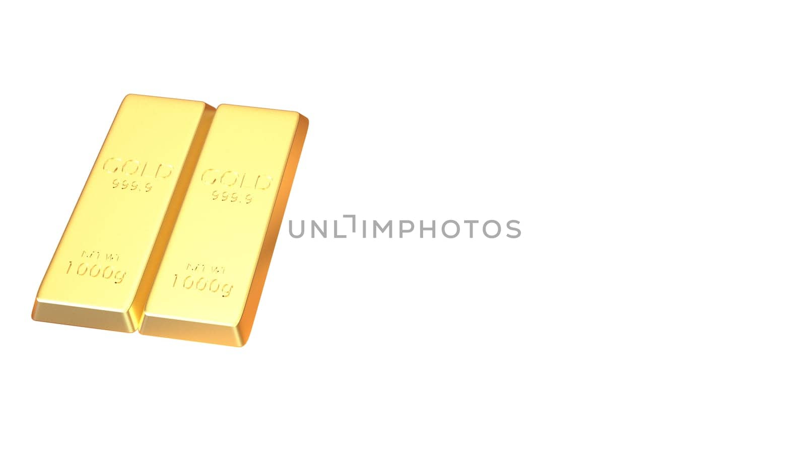 The 3d rendering set of gold bars isolated on white background