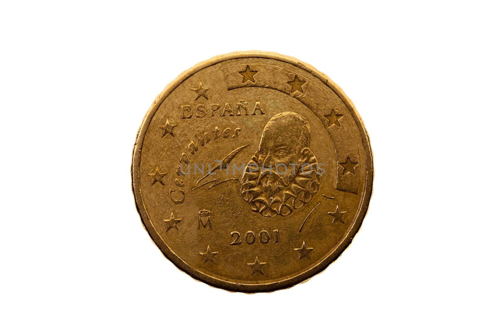 close-up pictures taken by the European cents, isolated on white background