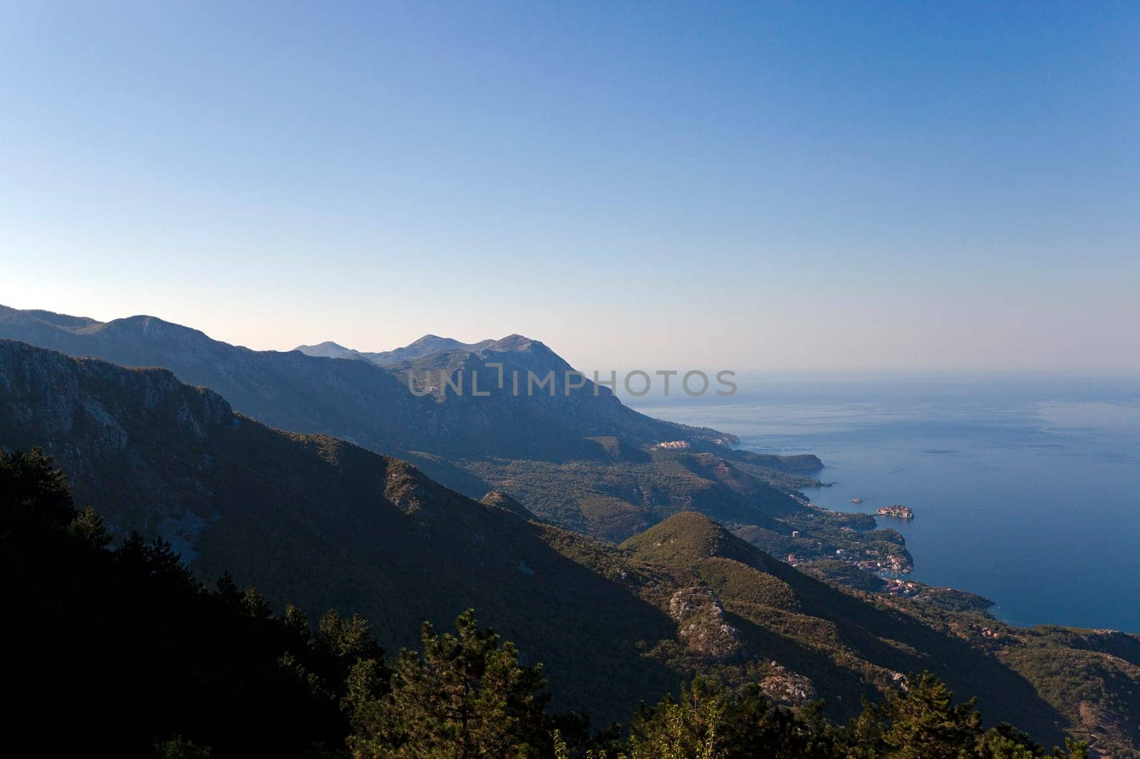 the sea bay photographed from a height. Montenegro