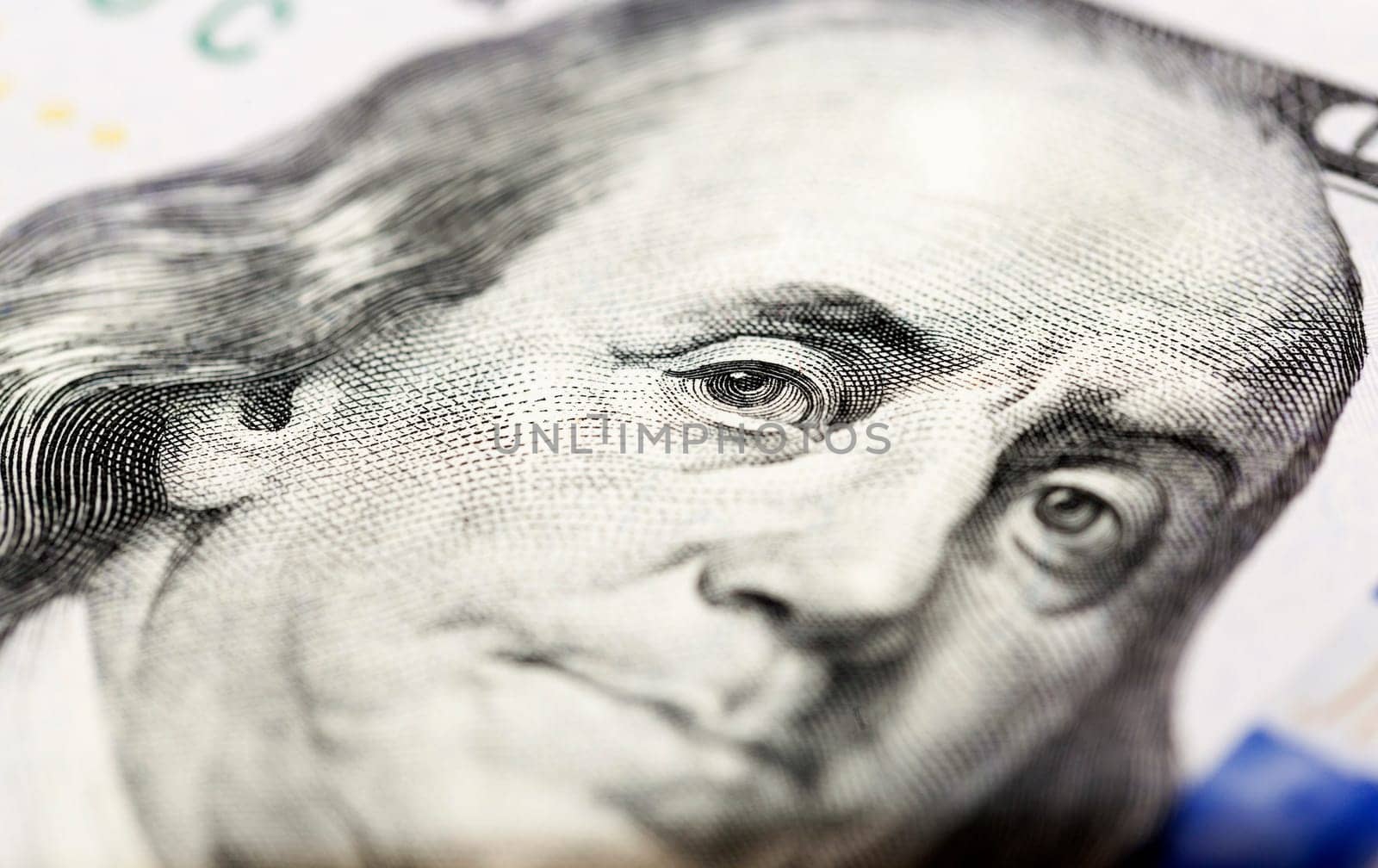 photographed close-up of American paper money worth one hundred dollars, the new American bil