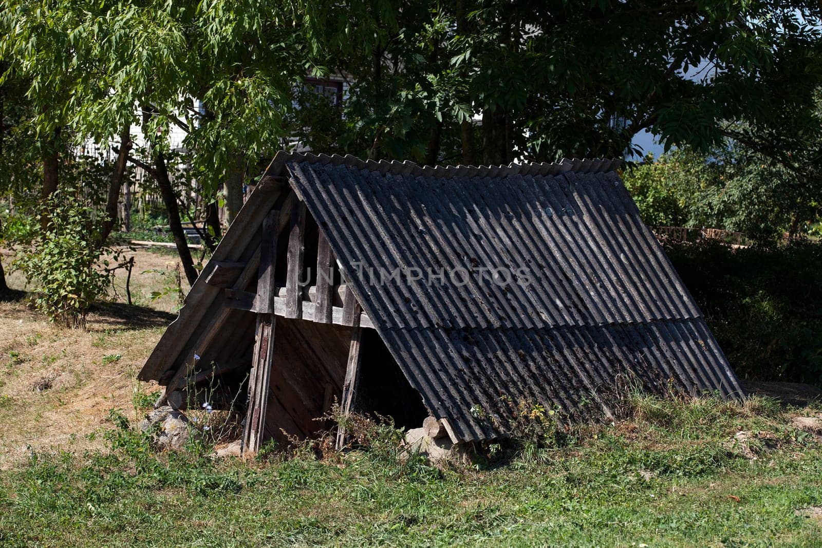 from the slate roof of the old underground storage for vegetables. Located in the countryside