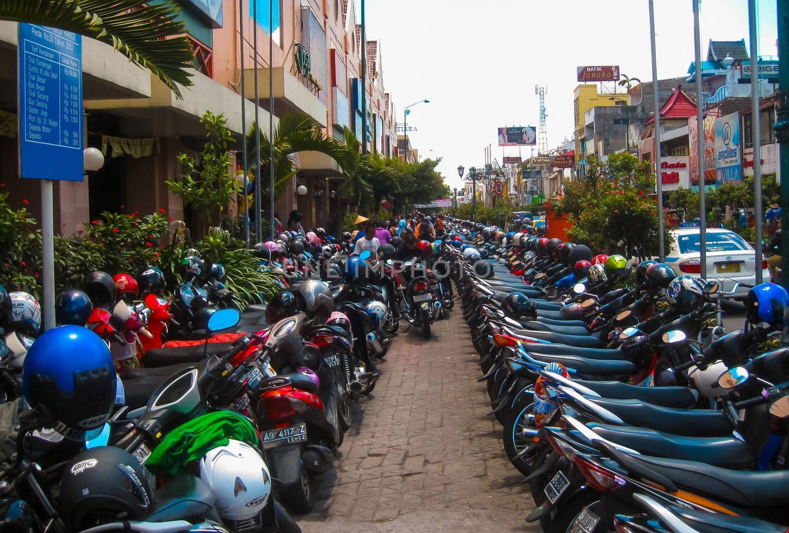 Yogyakarta, Indonesia - January 03, 2012: View of Yogyakarta with its typical hundreds of motorbikes on Yogyakarta, Indonesia. There is nearly 1 million of motorbikes in the whole city.