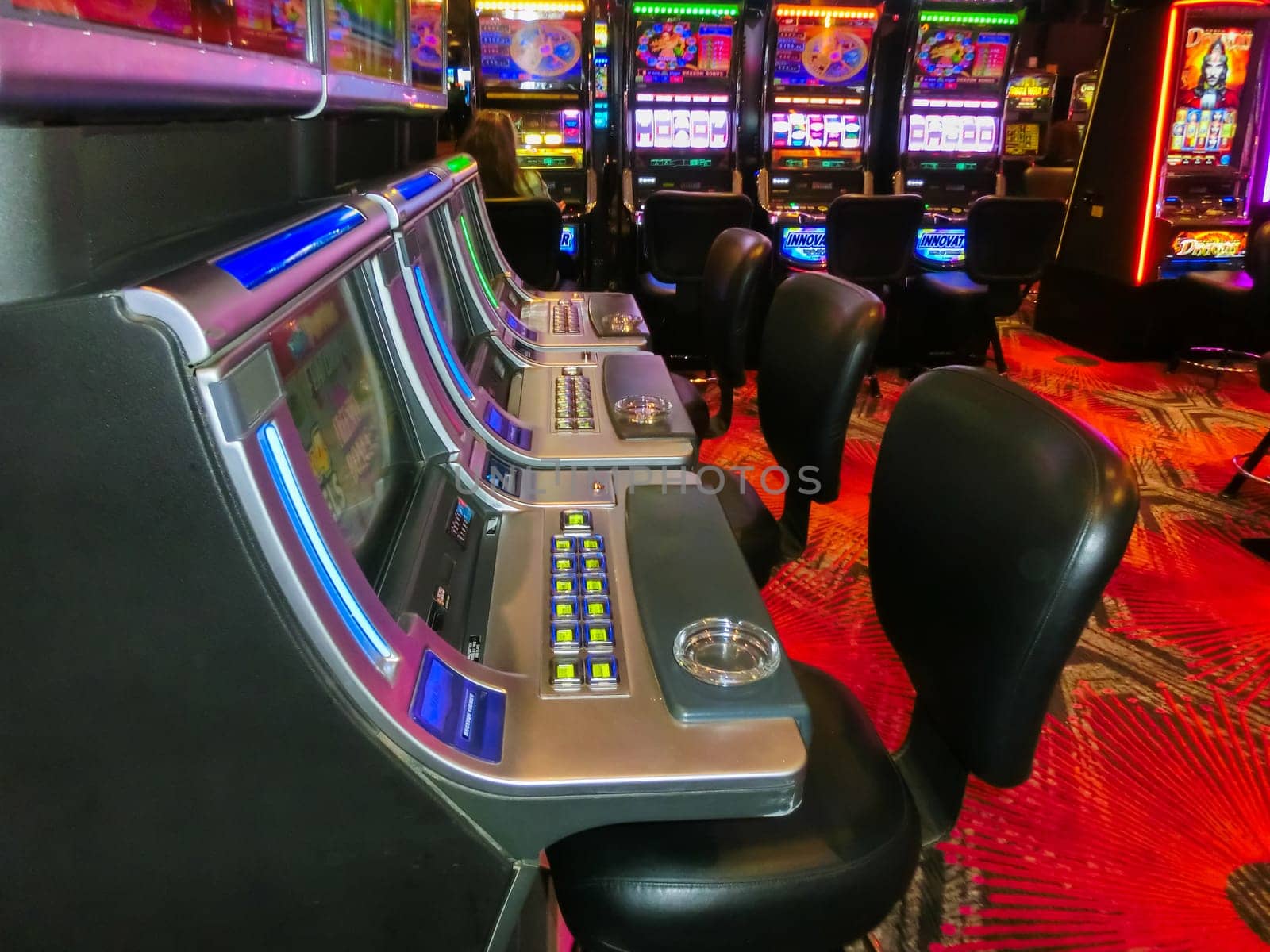 Las Vegas, United States of America - May 07, 2016: Slot machines in the Fremont Casino at Las Vegas, United States of America