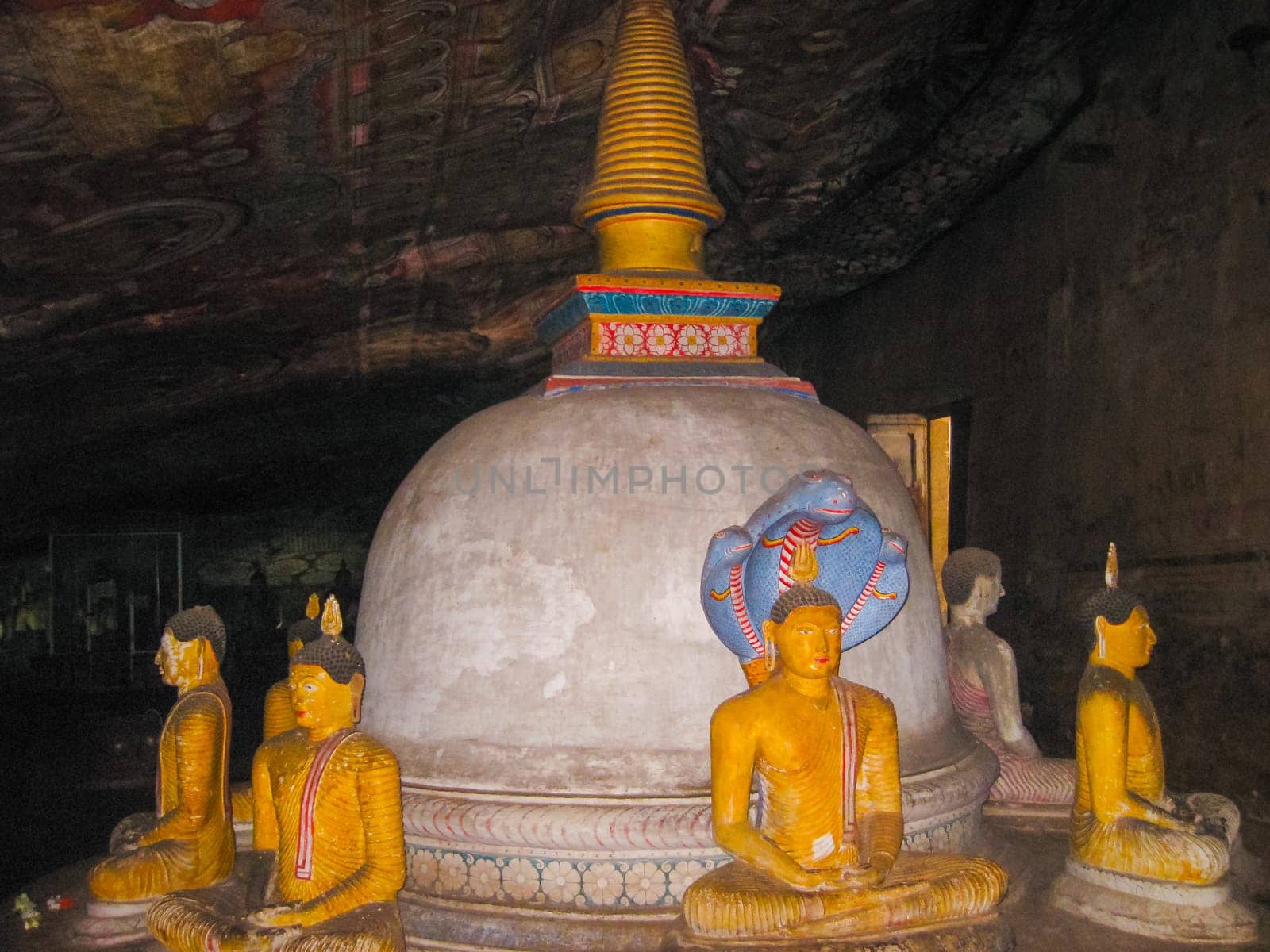 Dambulla, Sri Lanka - April 30, 2009: Buddha sculptures at Buddhists' cave temple in Dambulla at Sri Lanka