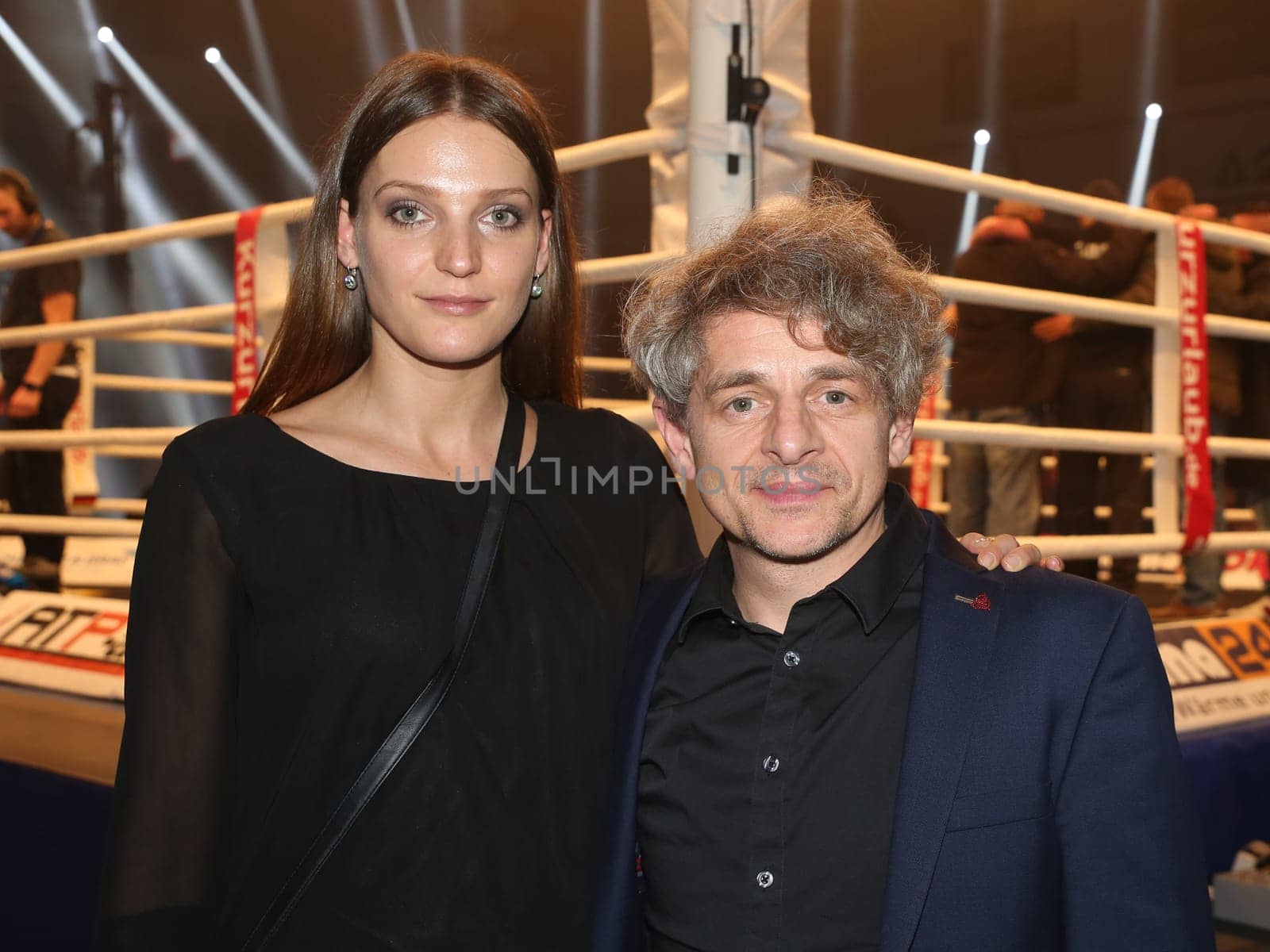 Actress Berit Möller and comedian and actor Volker - Zack - Michalowski at the WBA Super Middleweight World Championship fight Tyron Zeuge against Giovanni De Carolis on 05.11.2016 in the MBS-Arena Potsdam