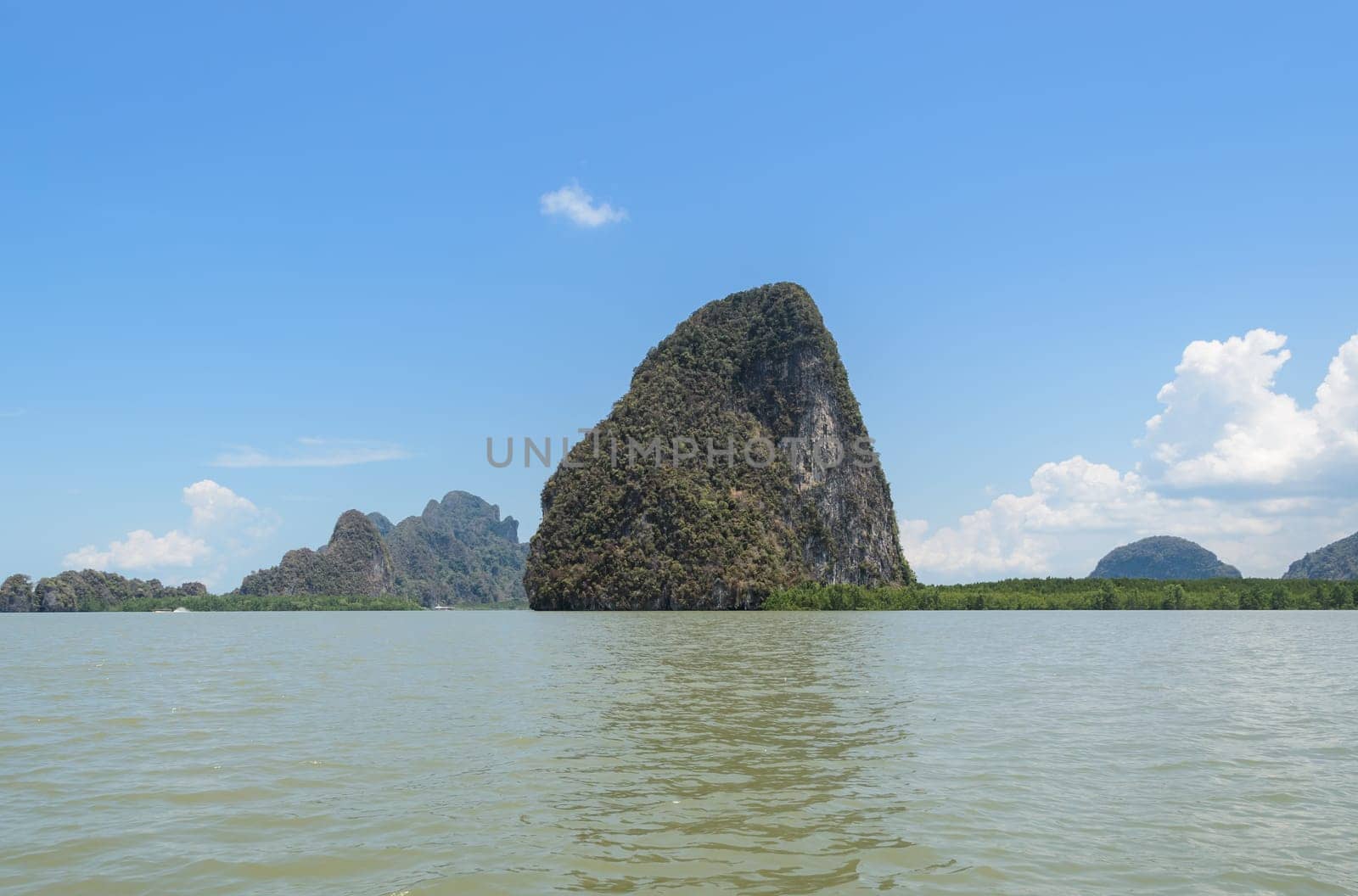 Landscapes of limestone island with mangrove forest in Phang Nga Bay National Park, Thailand