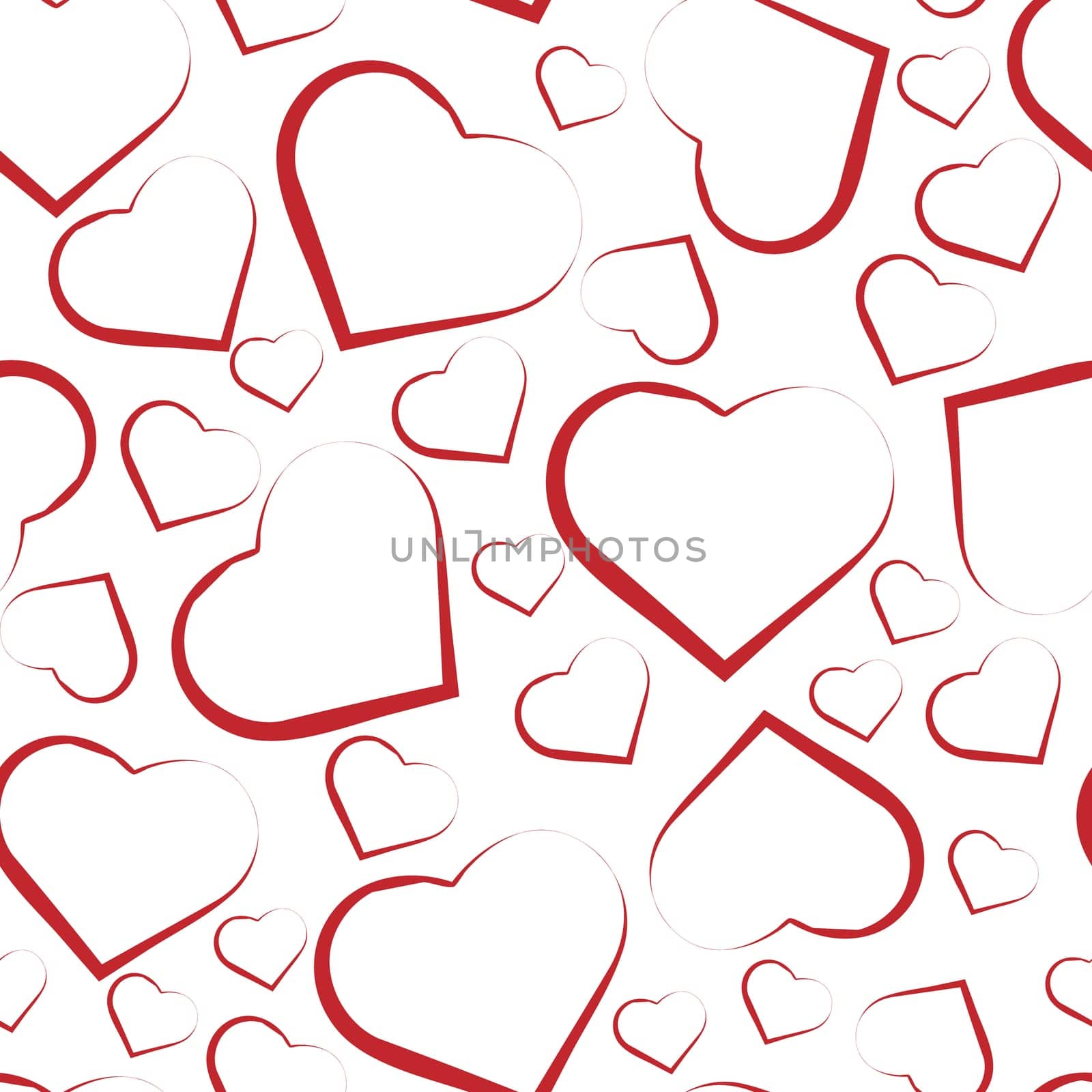 Vector seamless pattern with white hearts on red background.