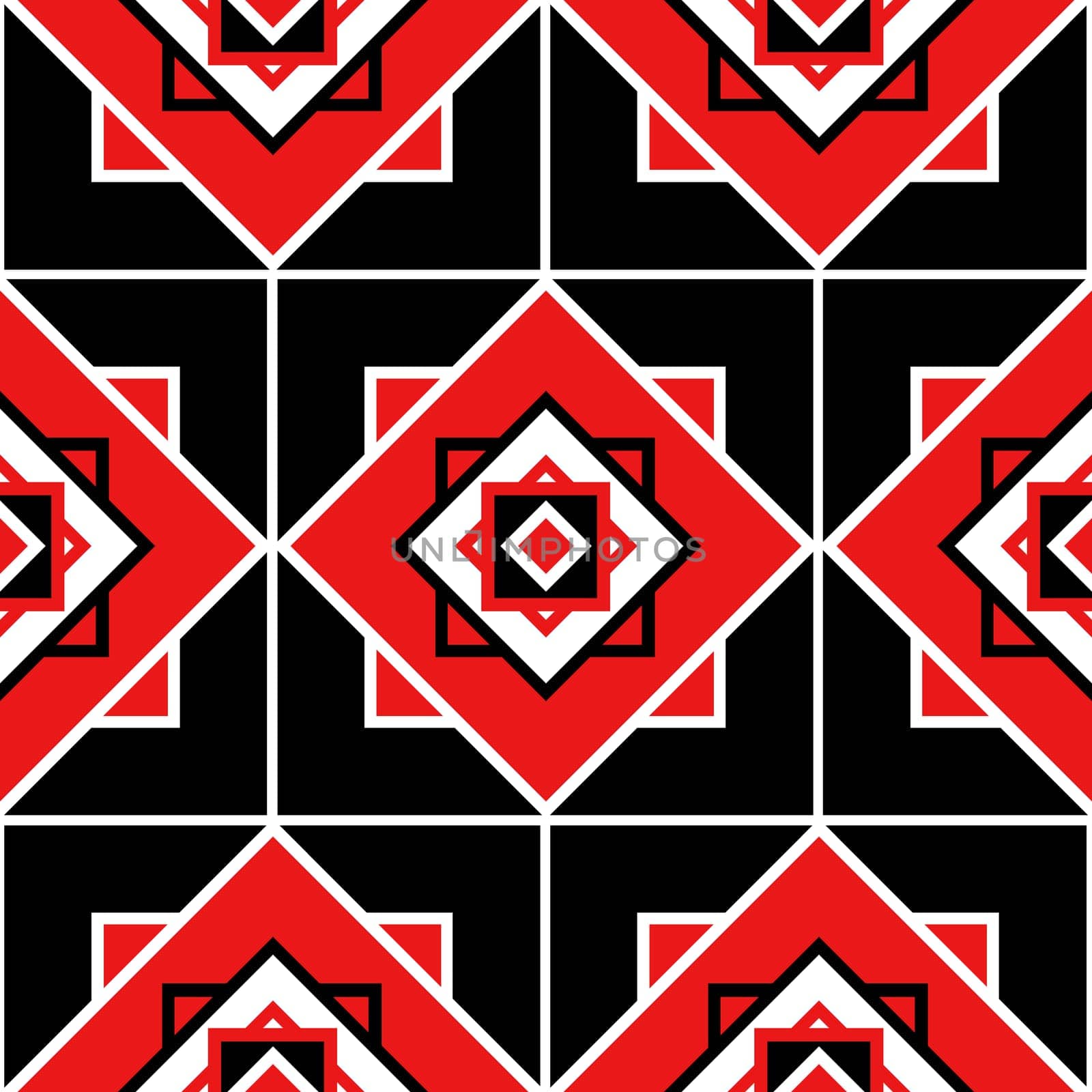 Seamless pattern texture with geometric ornament. Vector illustration. Black and red.