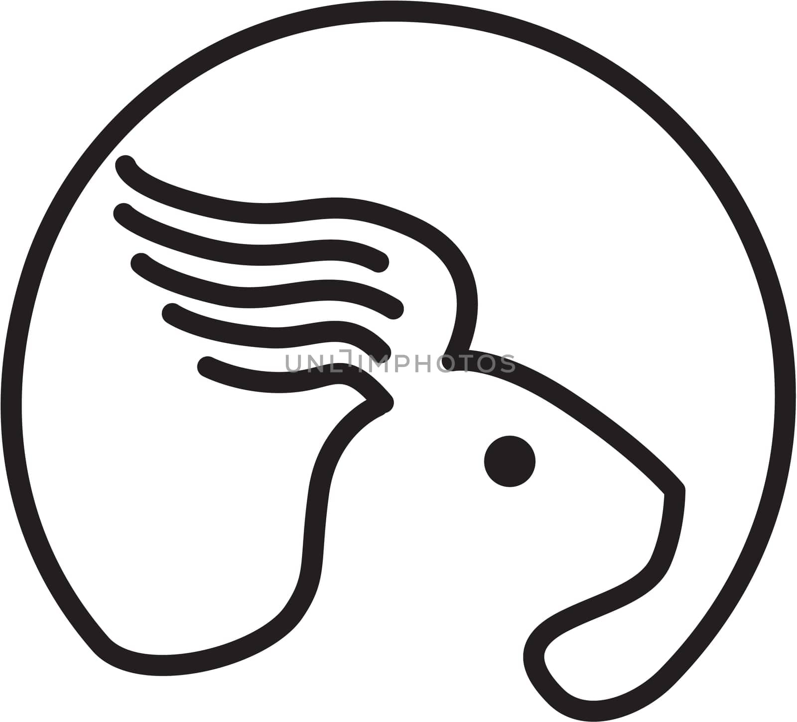 Illustration of a rabbit wing ear viewed from the side set on isolated white background done in retro style.