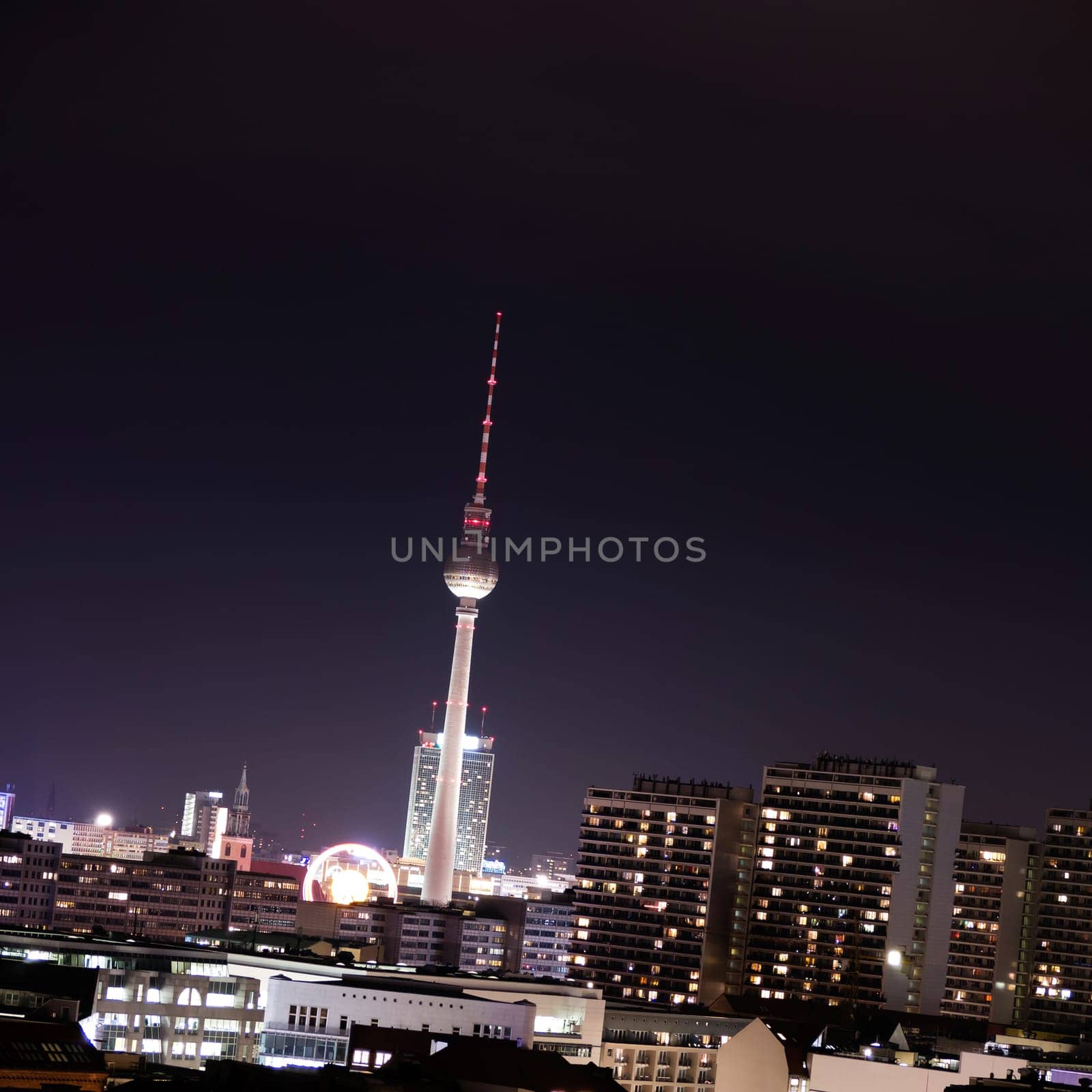 television tower in berlin by night