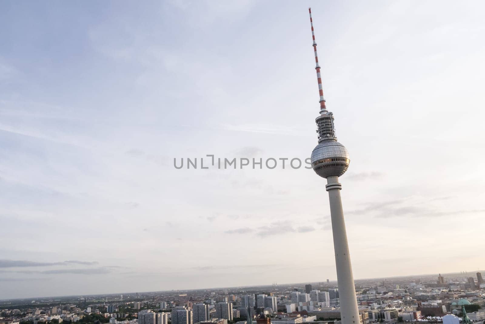 television tower at sunset placed diagonally