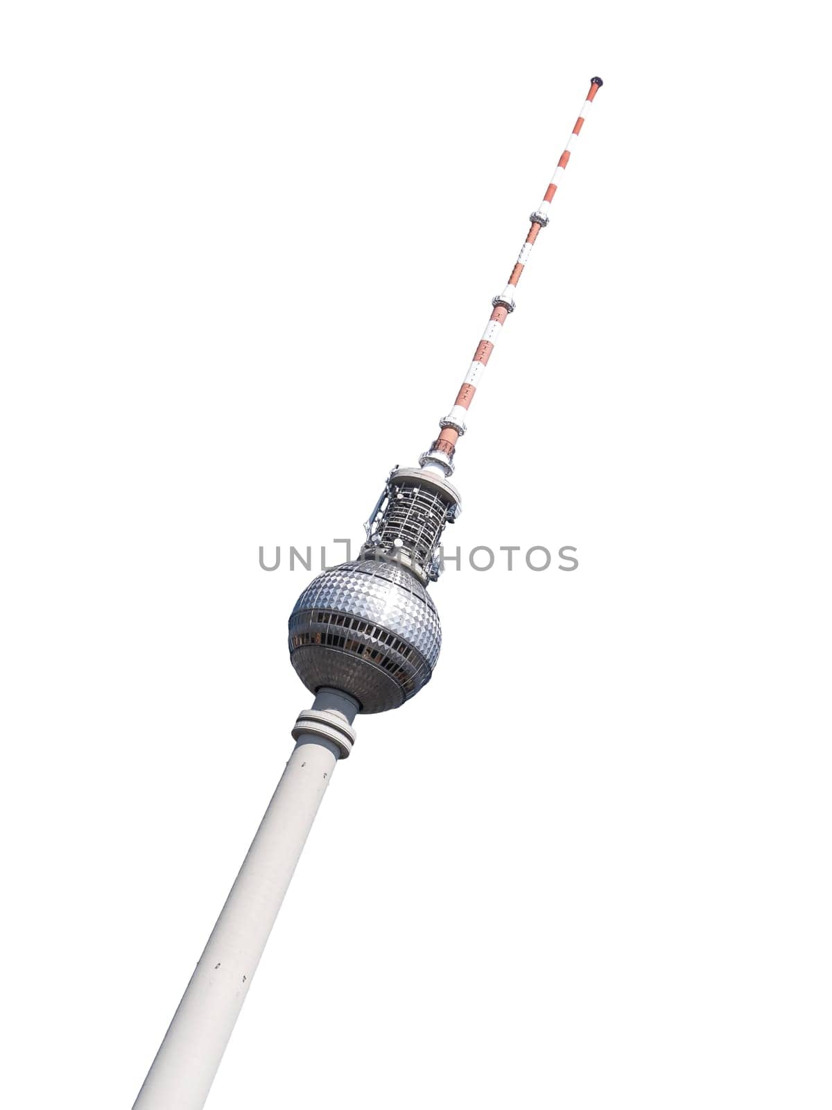 tv tower in berlin placed diagonally and isolated