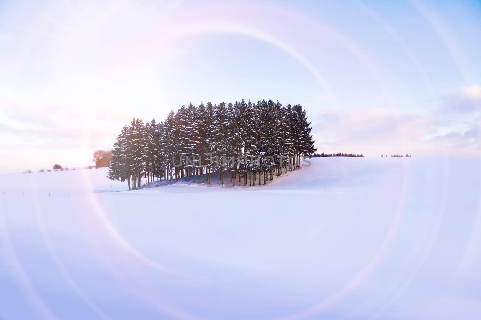 winter landscape and light effect