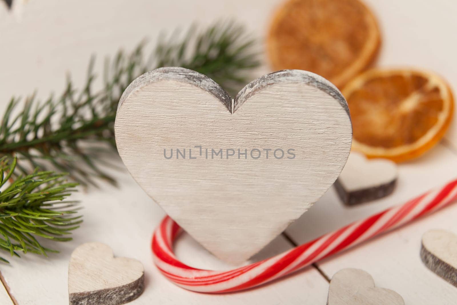 christmas decoration with heart, candy cane etc.