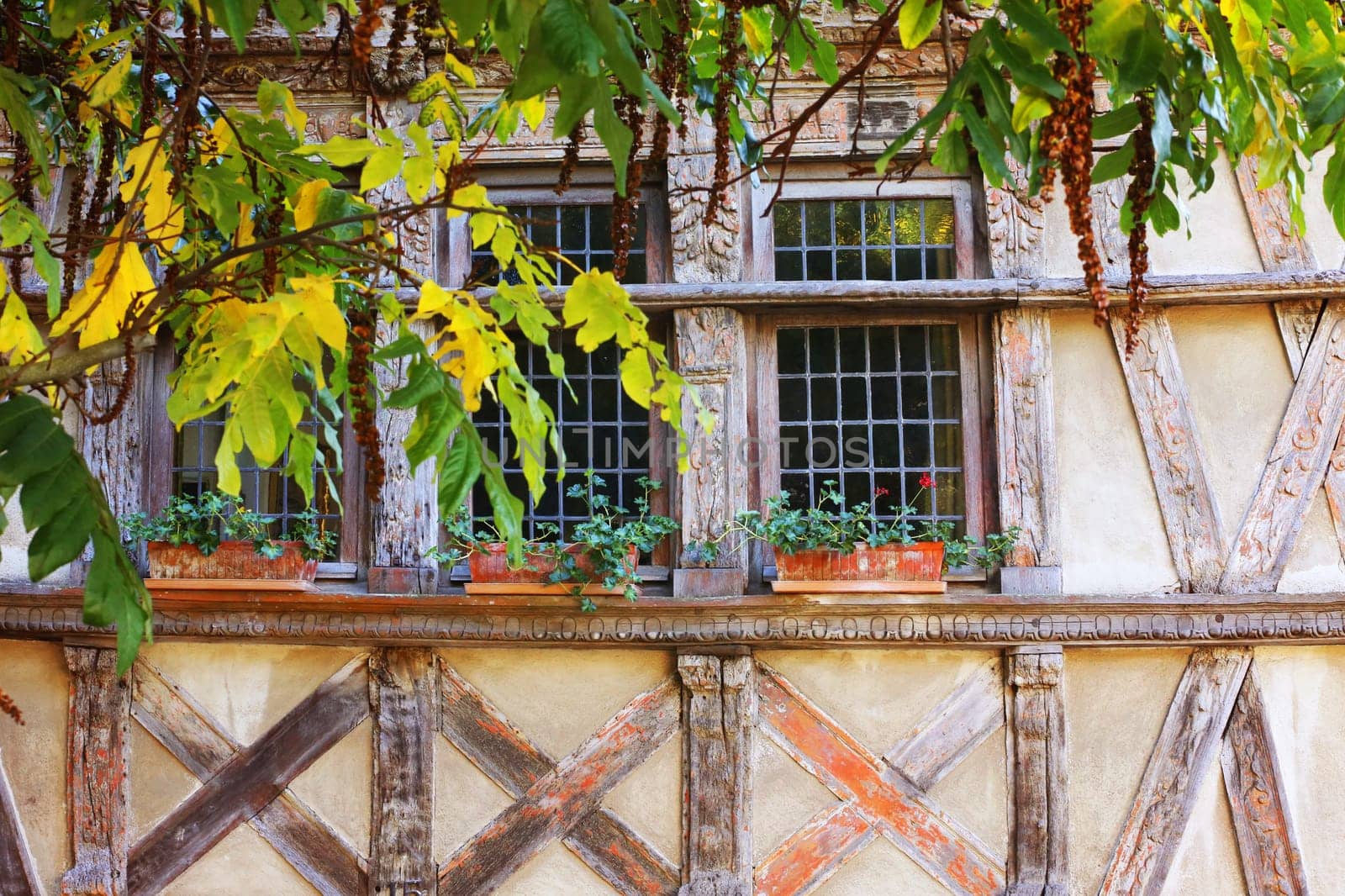 Facade of fachwerk house, Saint-Brieuc, Brittany, France