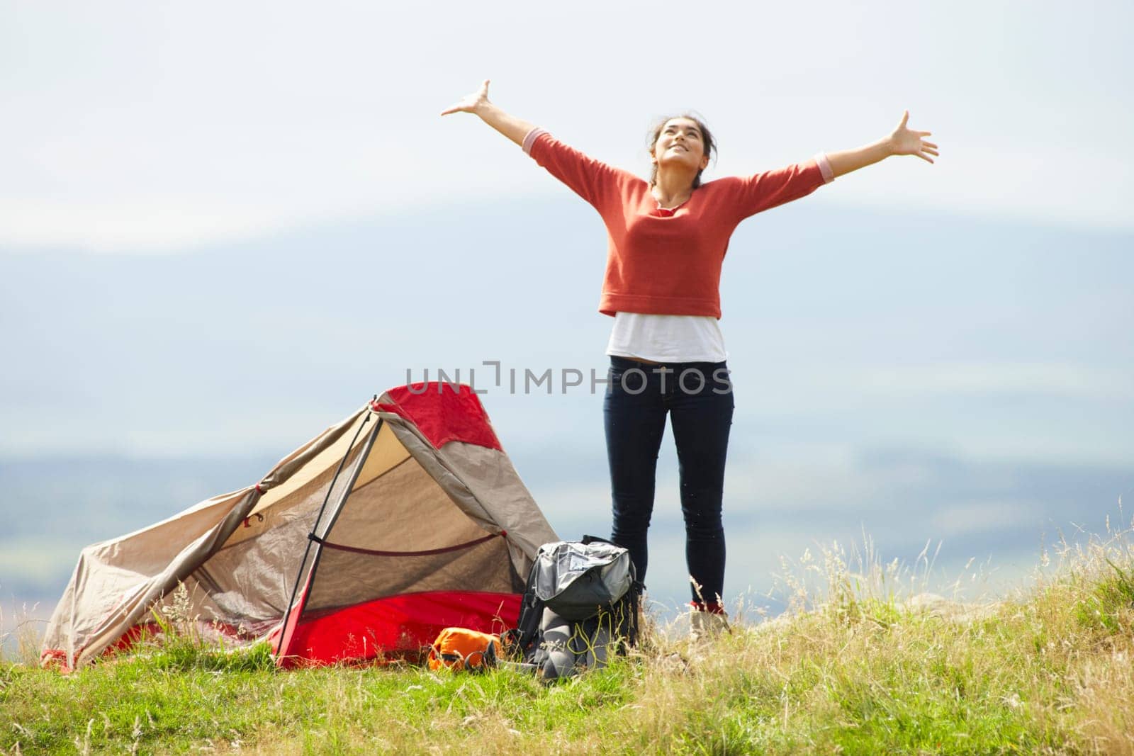 Teenage Girl On Camping Trip In Countryside