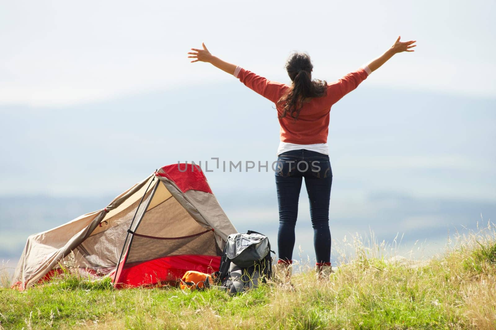 Teenage Girl On Camping Trip In Countryside