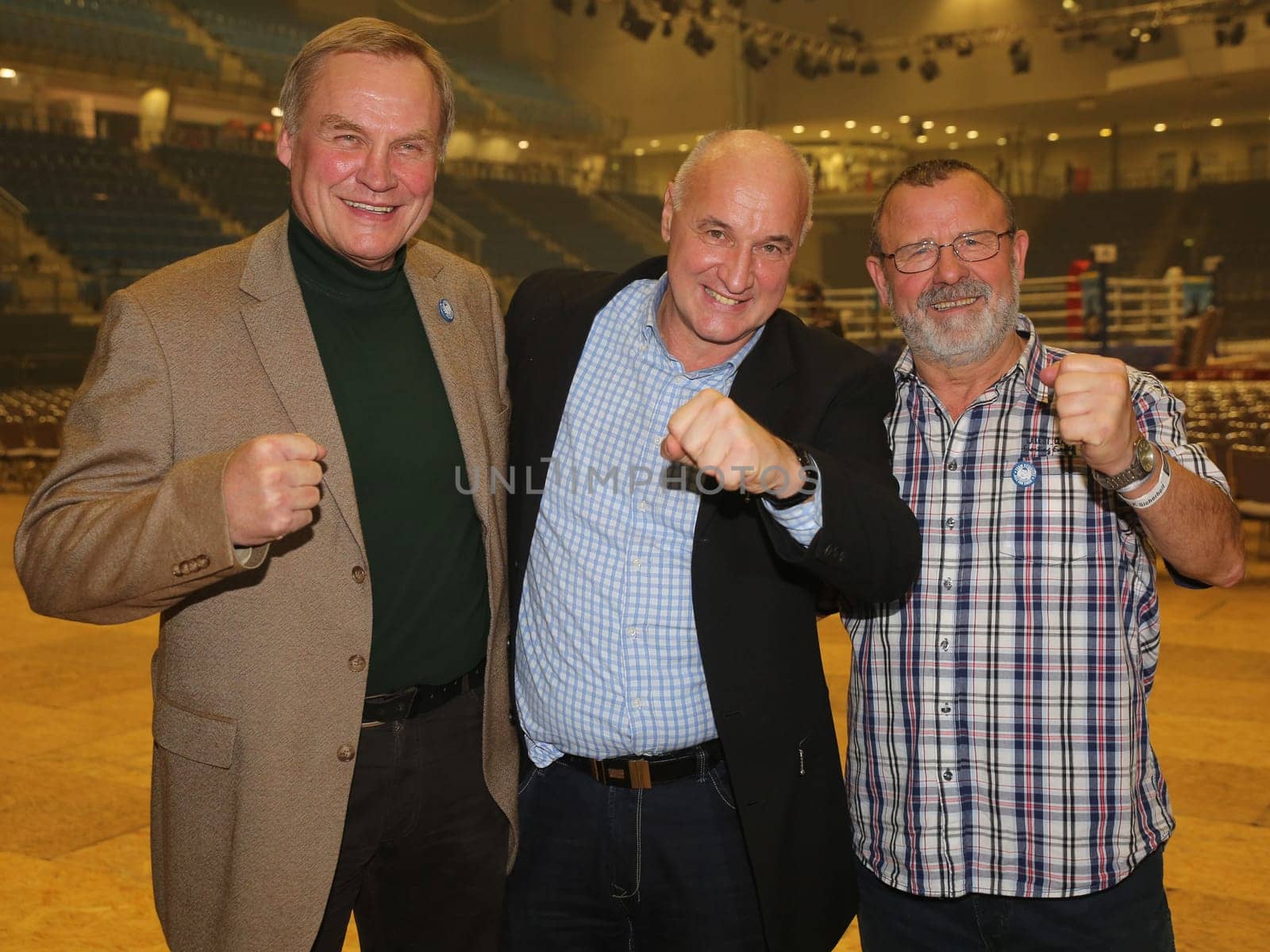 Olympic champion in handball 1980 Günter Dreibrodt,Ingolf Wiegert and Ernst Gerlach ( all GDR - SC Magdeburg) Guests of honour at the SES Boxing Gala on 12.11.16 GETEC Arena Magdeburg