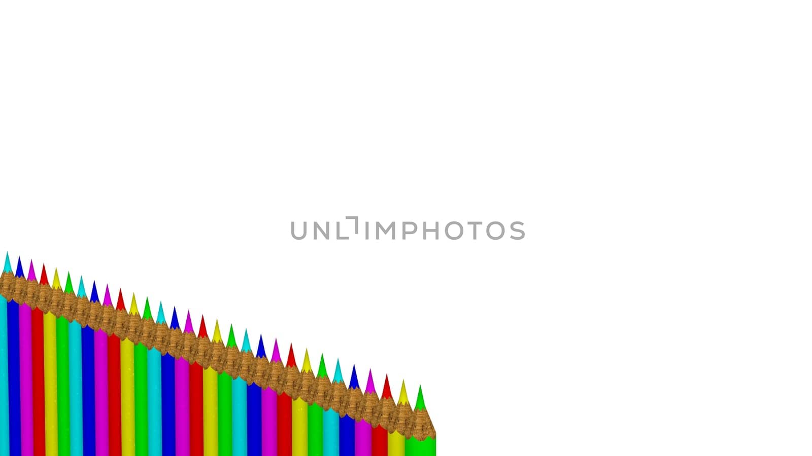 The 3d rendering of colorful pens with nice background color