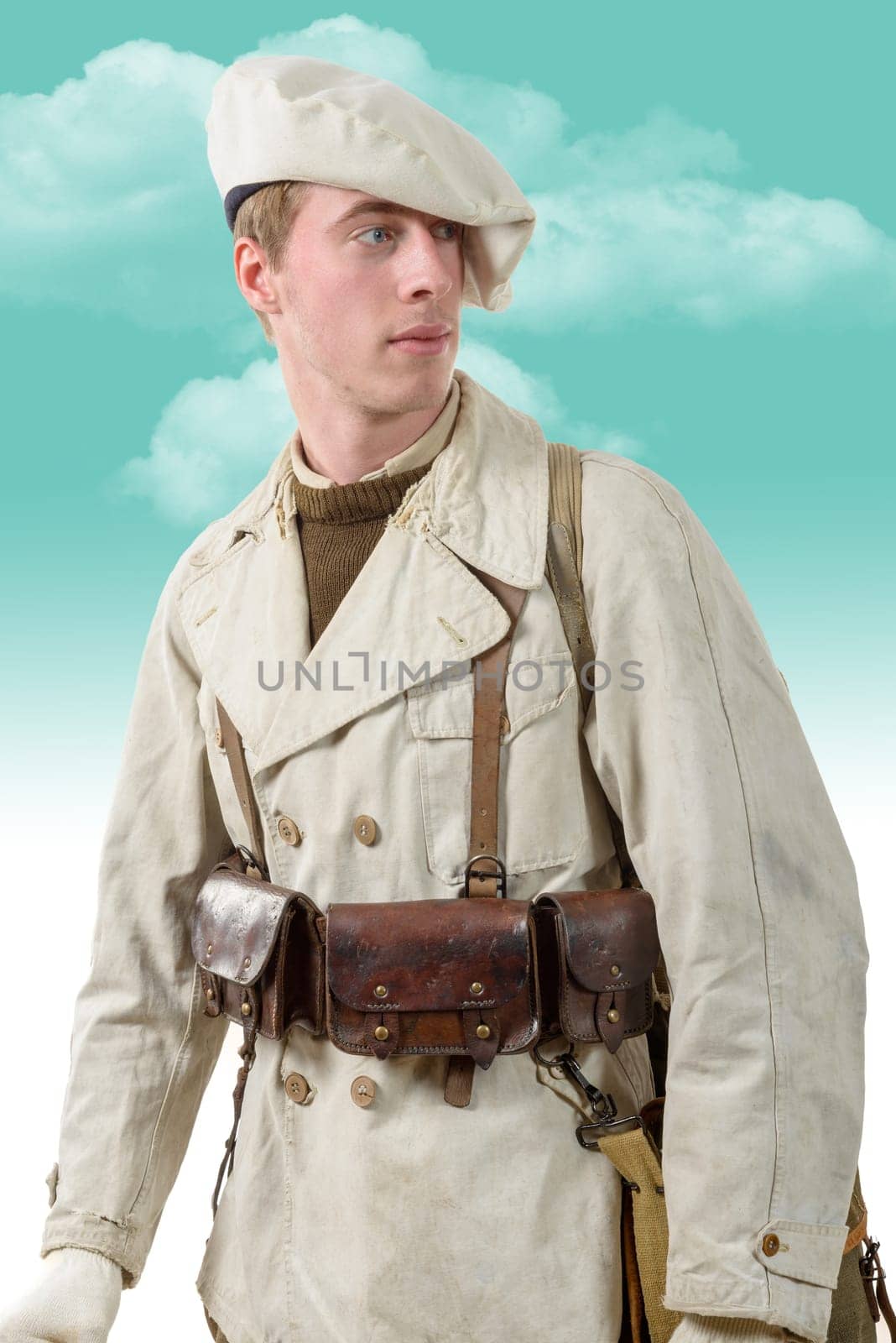 french mountain soldier with a uniform 1940s