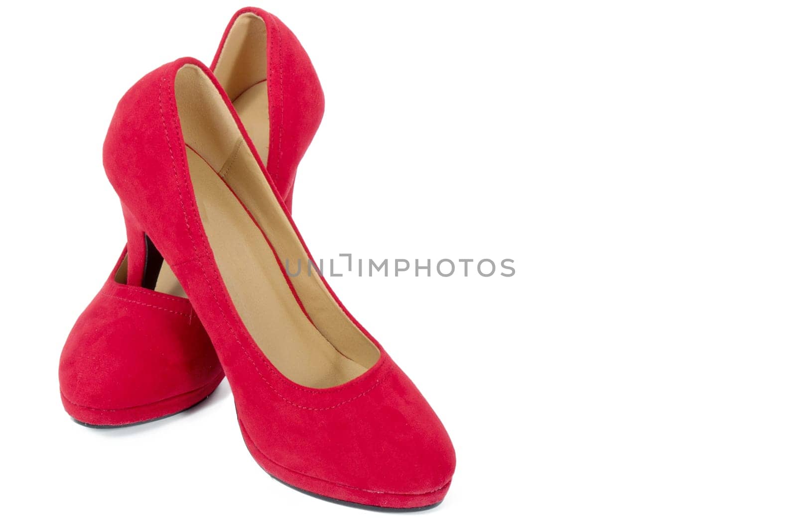 Red heel shoes isolated on a white background