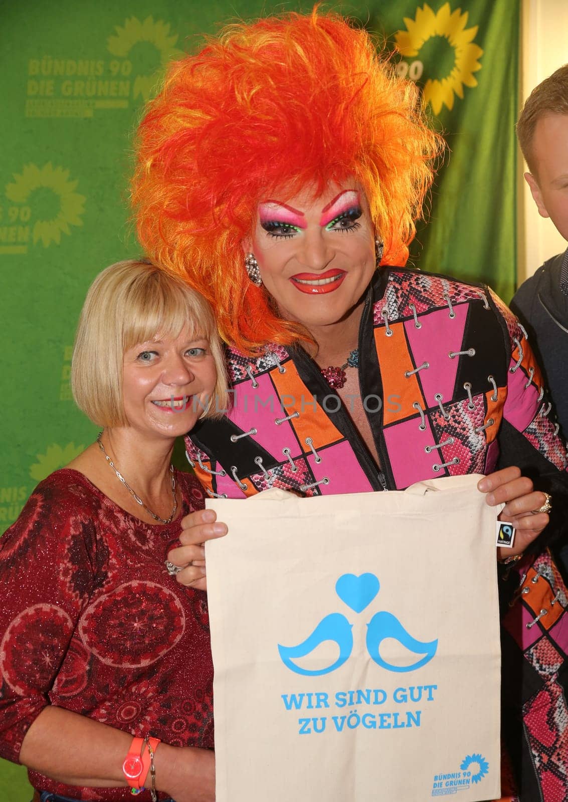 Travesty artist Olivia Jones at a reading from her book-Keine Angst in Andersrum-in Magdeburg with Cornelia Lüddemann Parliamentary Group Chairwoman Bündnis 90 - Die Grünen Landtag von Sachsen-Anhalt